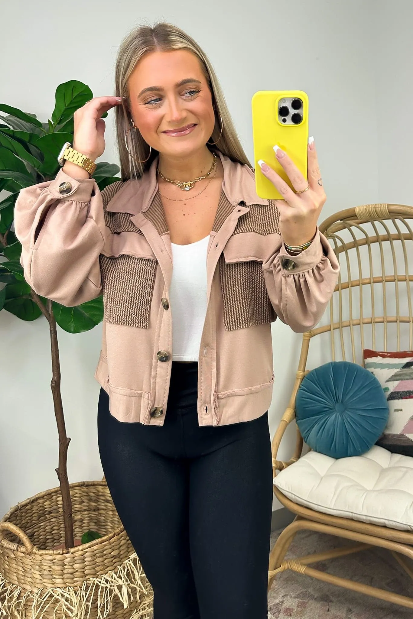 Saleigh Oversized Crop Rib Shacket - BACK IN STOCK