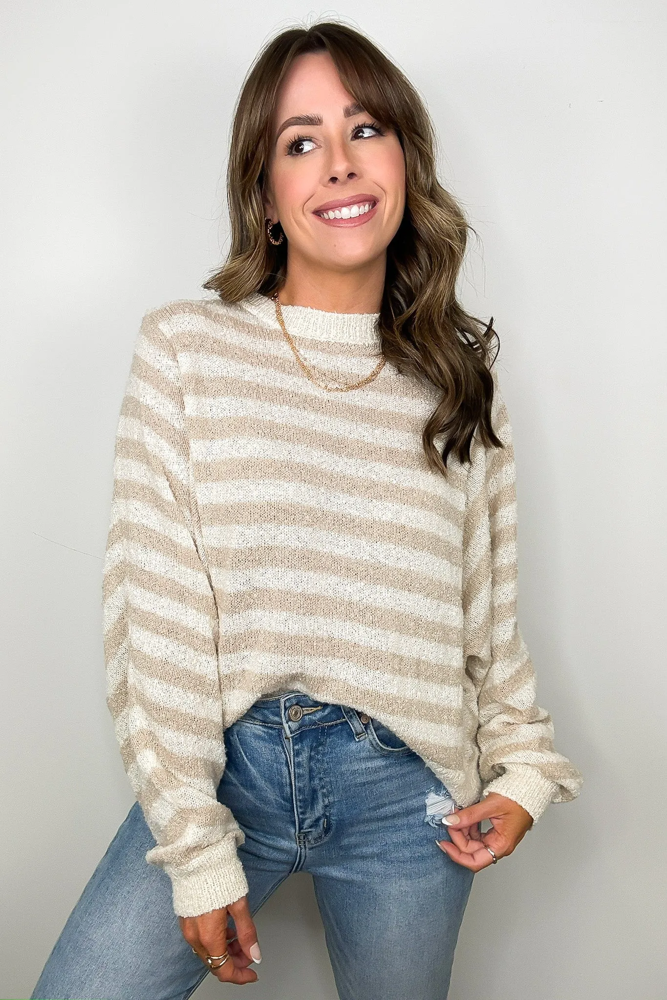 Salt Air Striped Batwing Sleeve Sweater