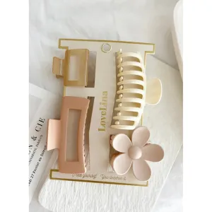 Samantha Hair Clip Set - Latte