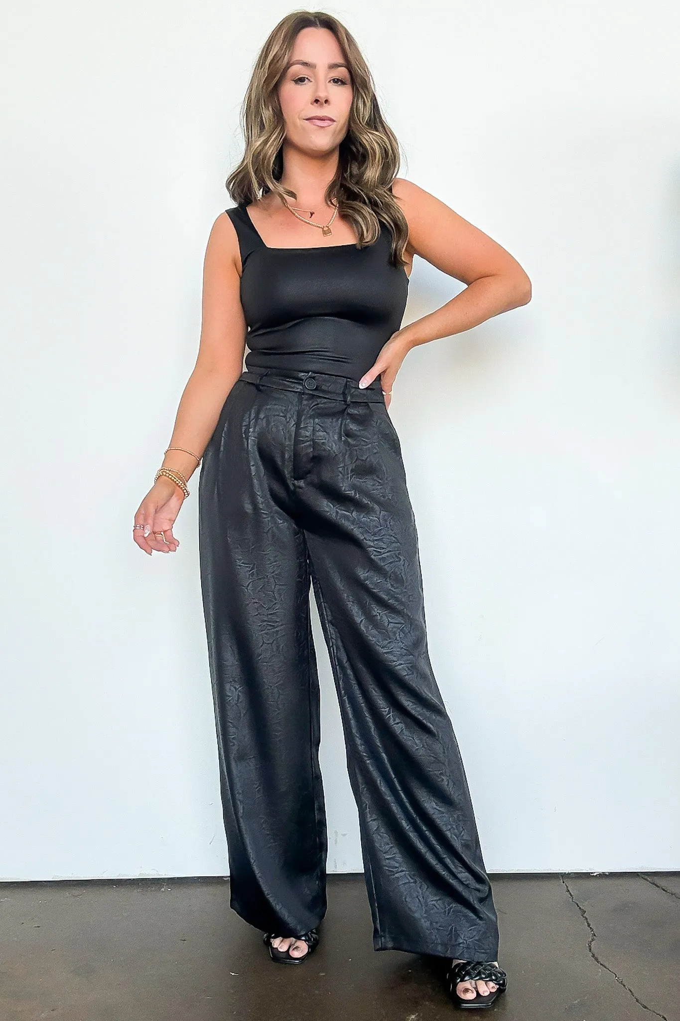 Sasha Wide Leg Crinkle Textured Trouser Pants