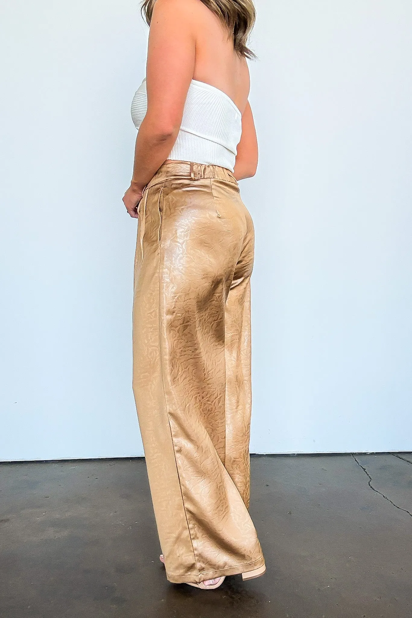Sasha Wide Leg Crinkle Textured Trouser Pants