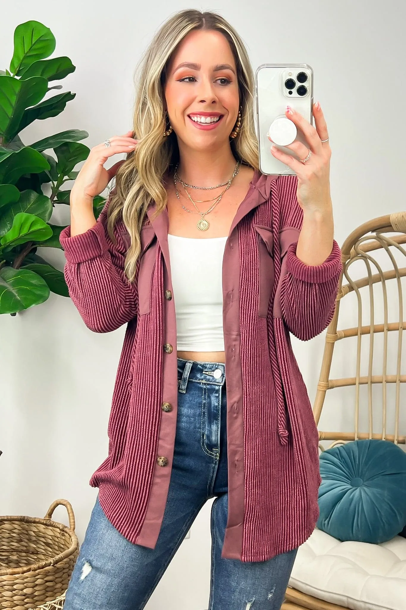 Saturday Satisfaction Ribbed Hooded Shacket - BACK IN STOCK!