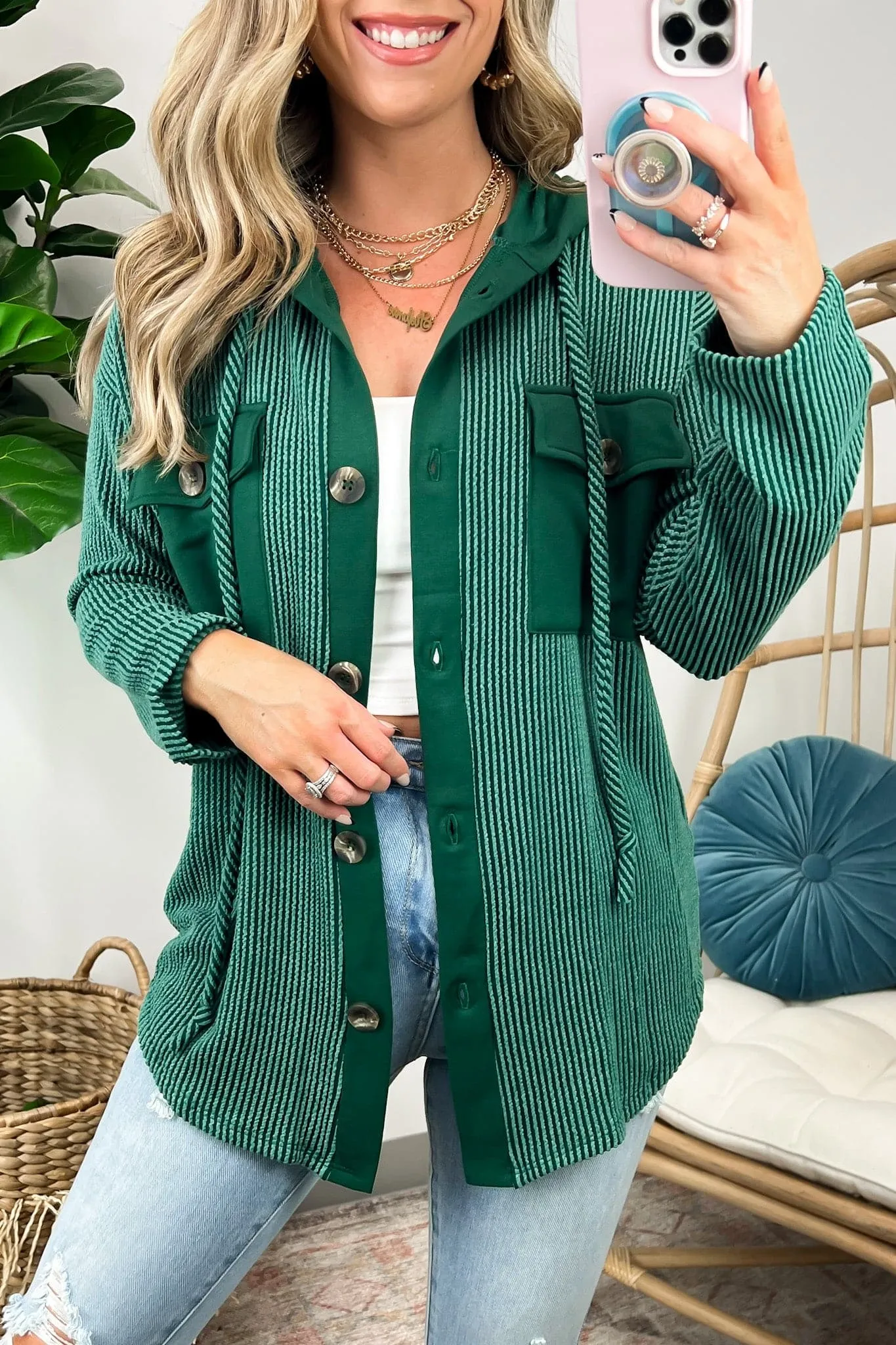 Saturday Satisfaction Ribbed Hooded Shacket - BACK IN STOCK!