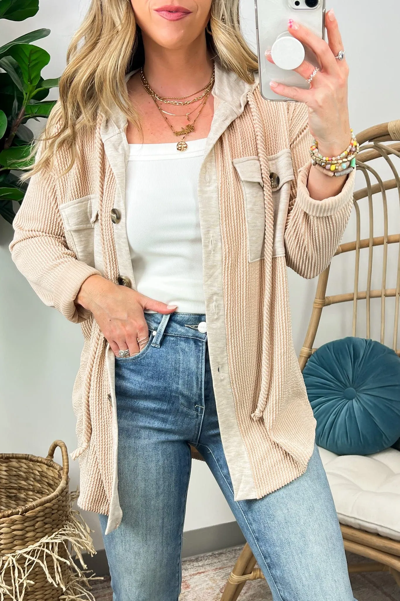Saturday Satisfaction Ribbed Hooded Shacket - BACK IN STOCK!