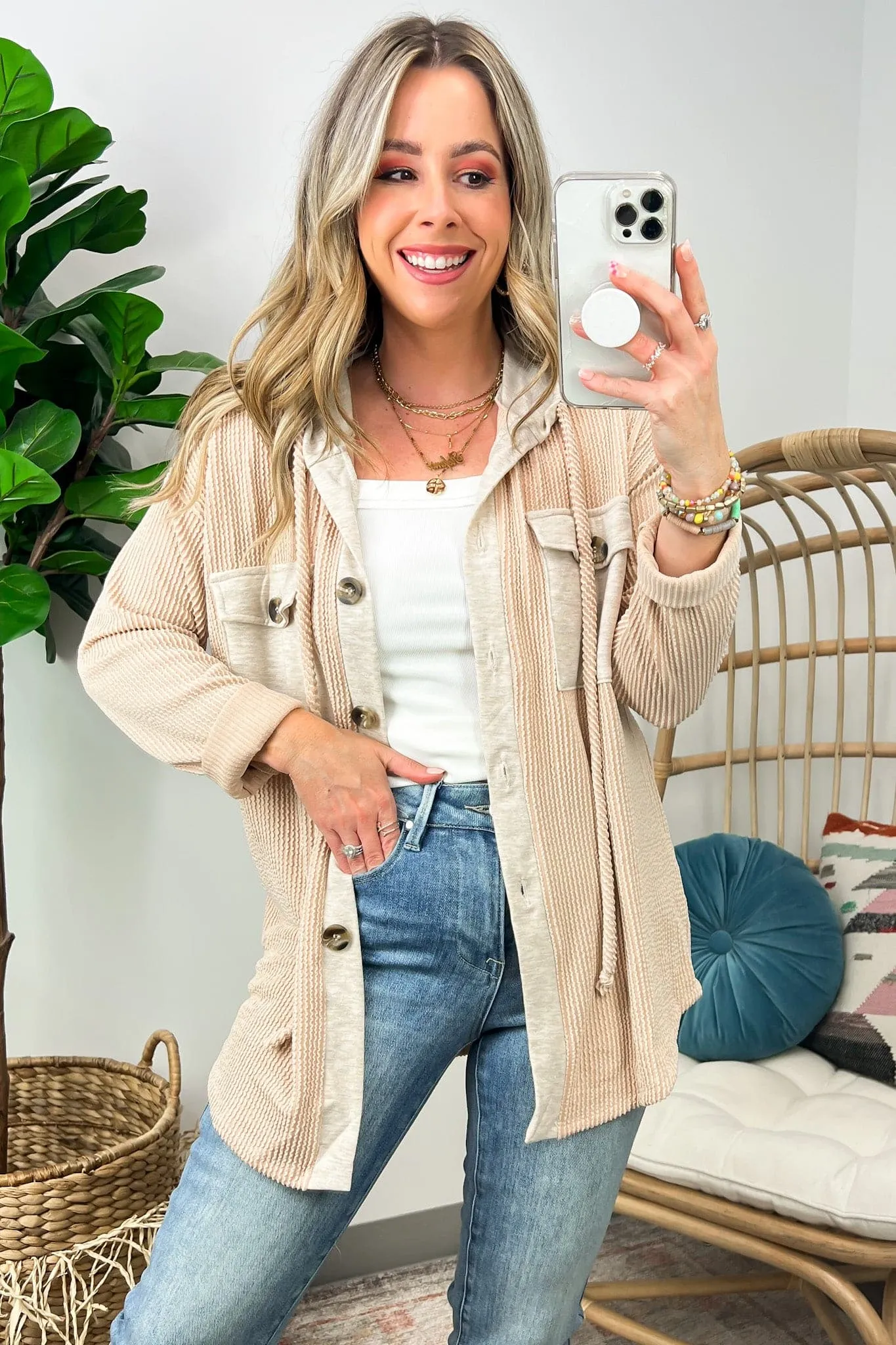 Saturday Satisfaction Ribbed Hooded Shacket - BACK IN STOCK!