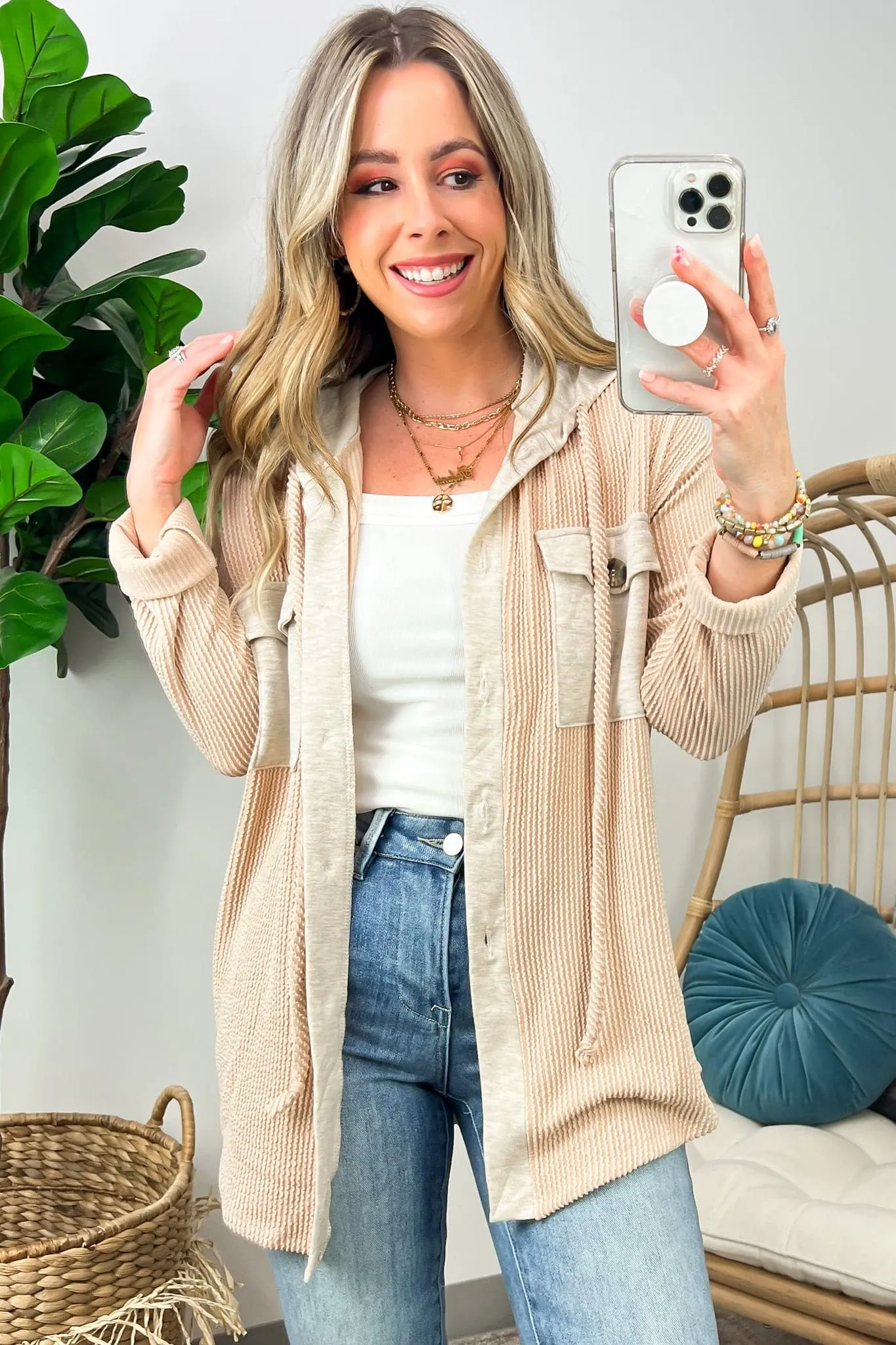 Saturday Satisfaction Ribbed Hooded Shacket - BACK IN STOCK!