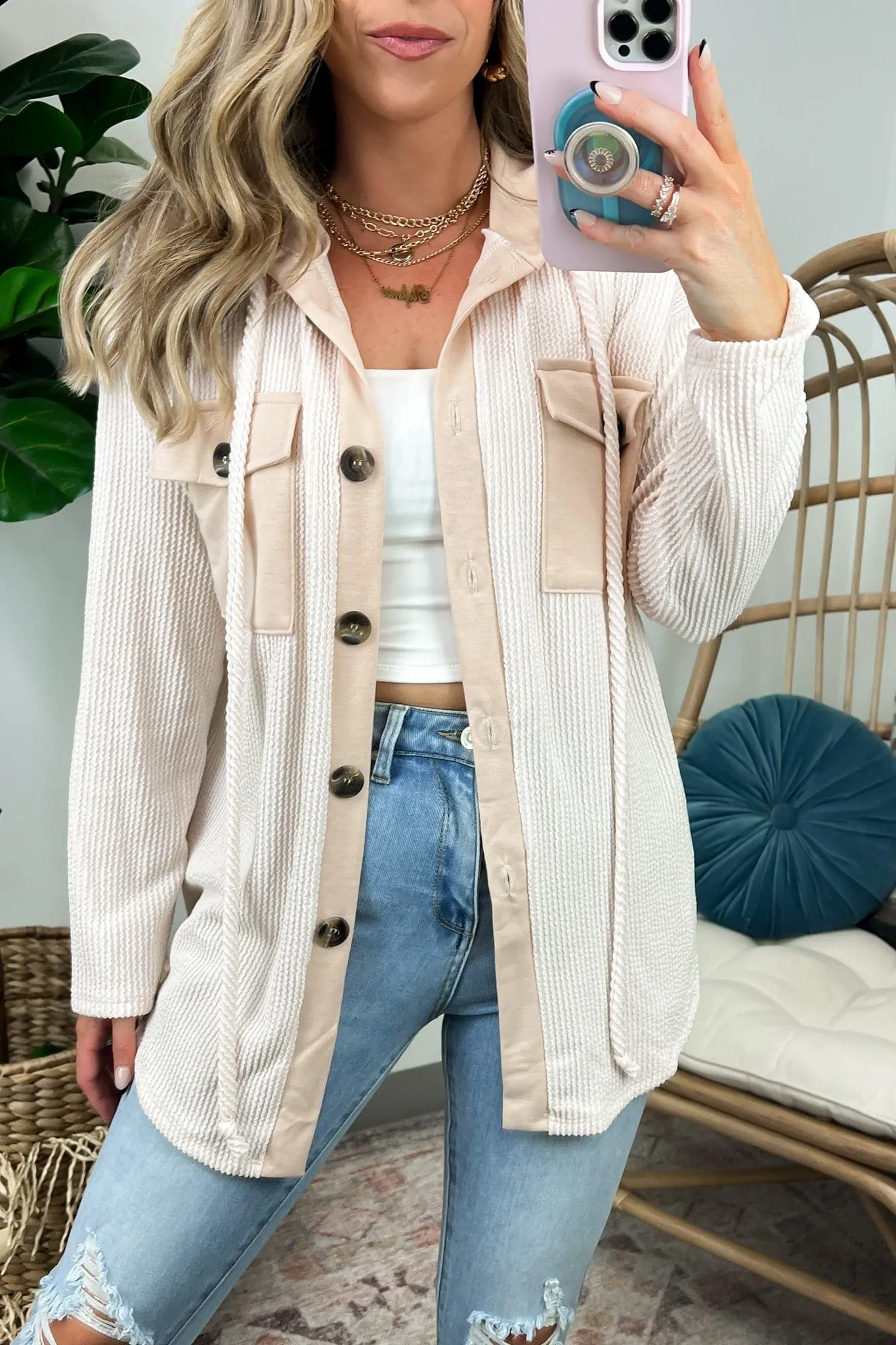 Saturday Satisfaction Ribbed Hooded Shacket - BACK IN STOCK!