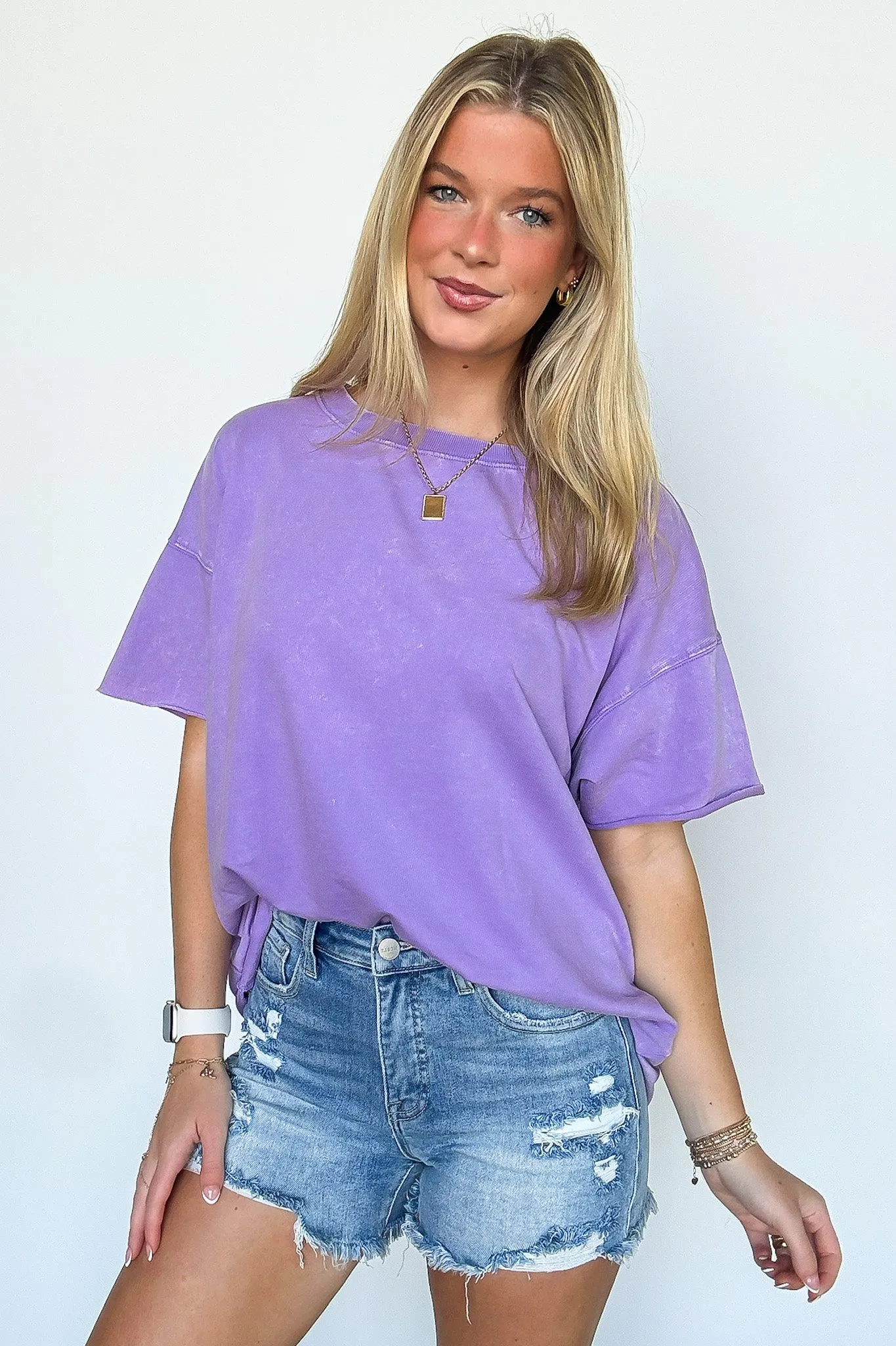 Serene Escapes Acid Wash Raw Edge Relaxed Fit Top - BACK IN STOCK