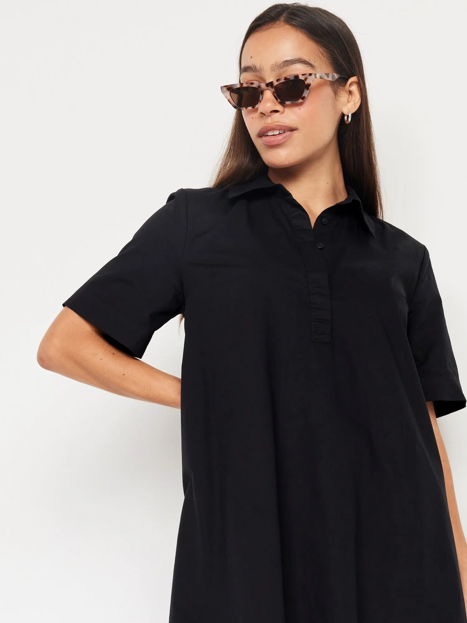 Short-Sleeve Mini Shirt Dress for Women