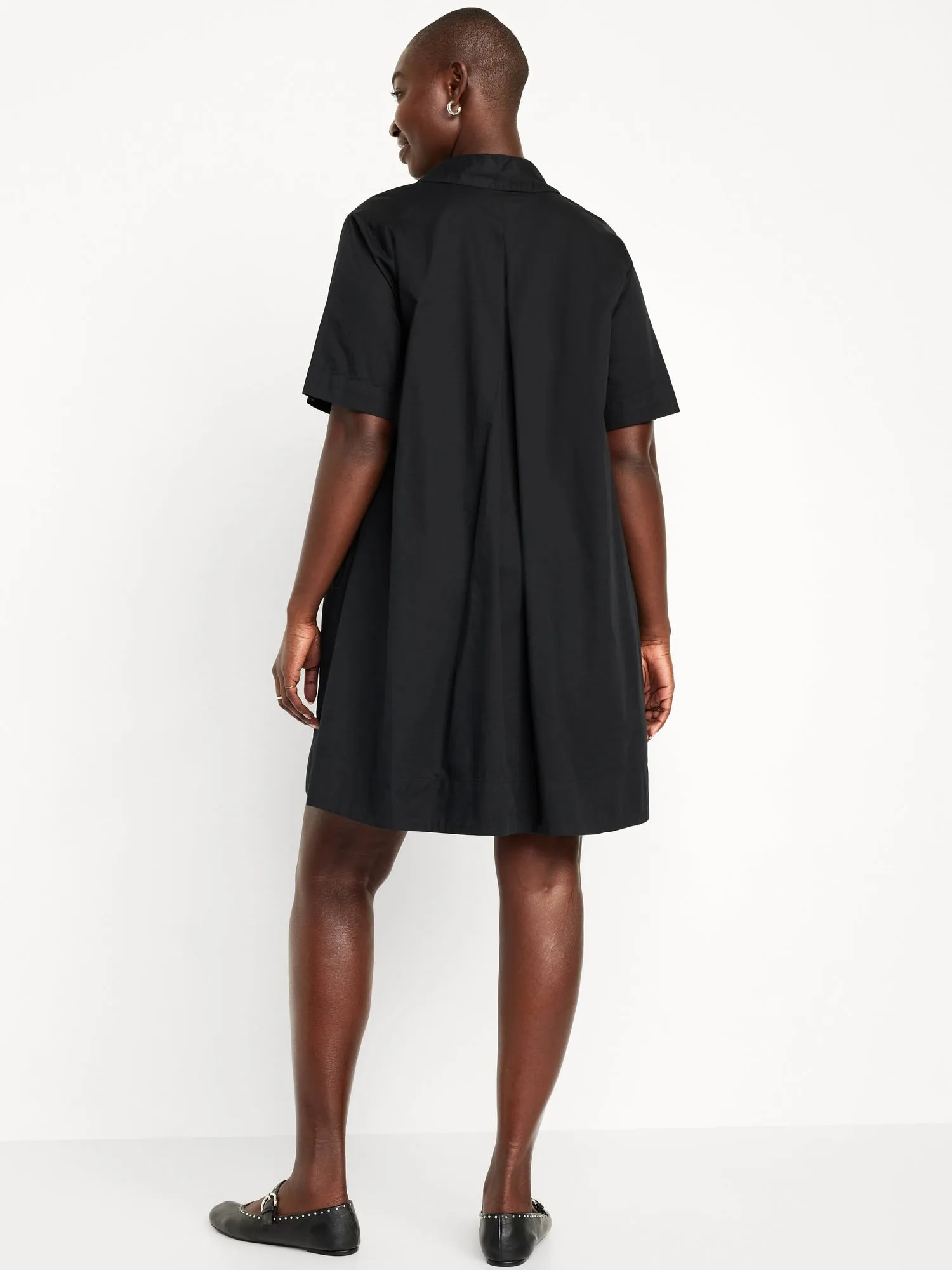 Short-Sleeve Mini Shirt Dress for Women