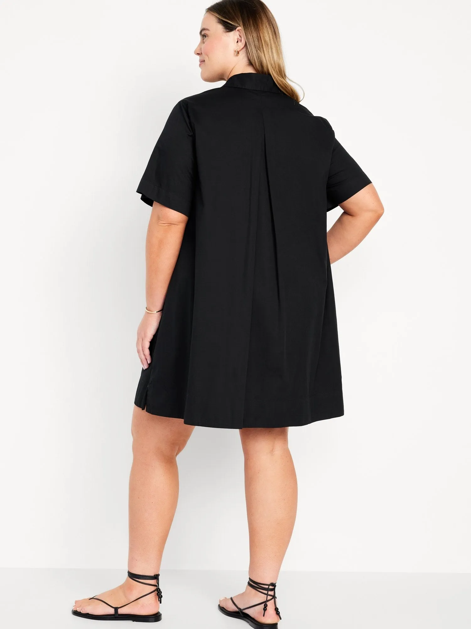 Short-Sleeve Mini Shirt Dress for Women
