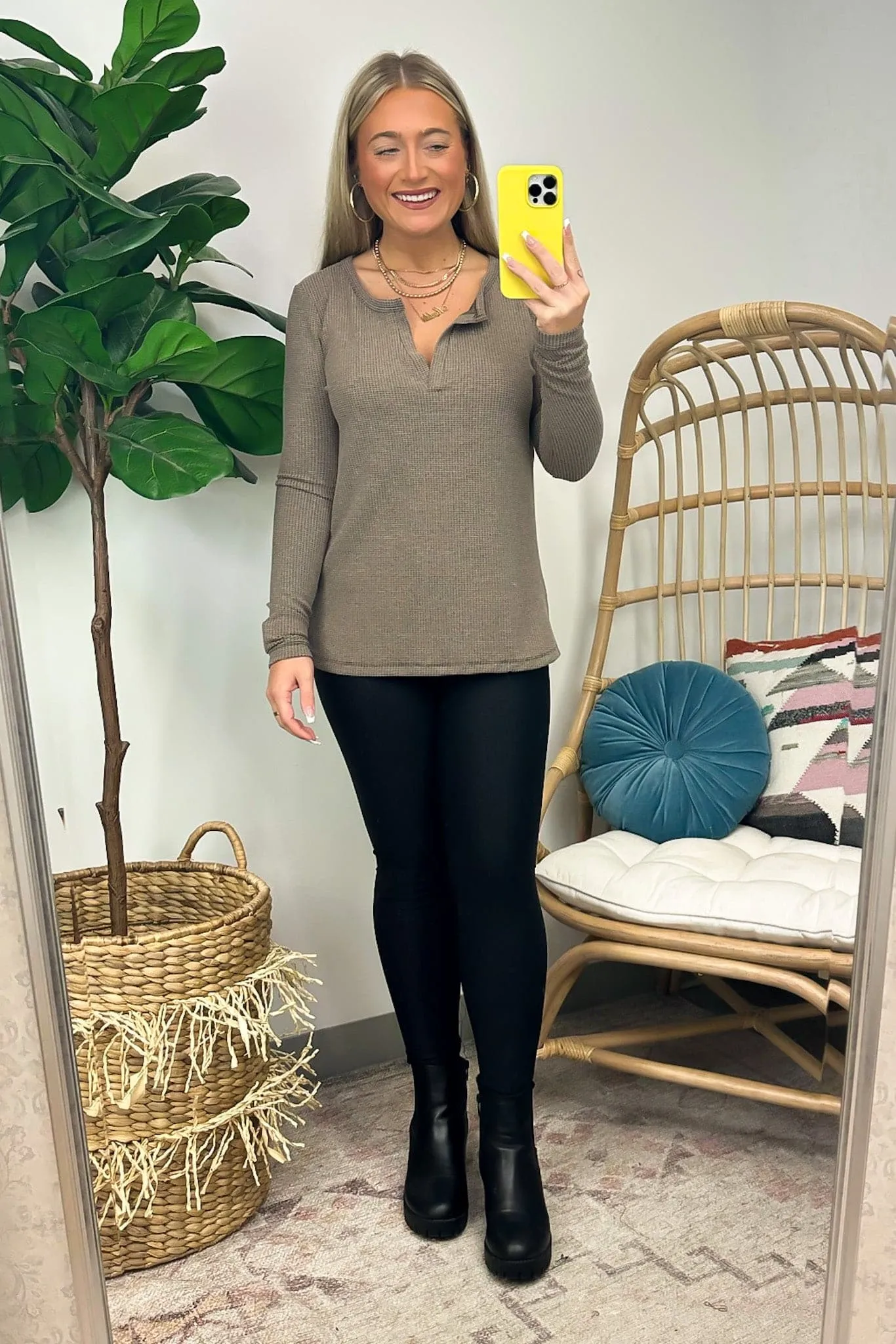 Sodaro Waffle Knit V-Neck Long Sleeve Top - BACK IN STOCK