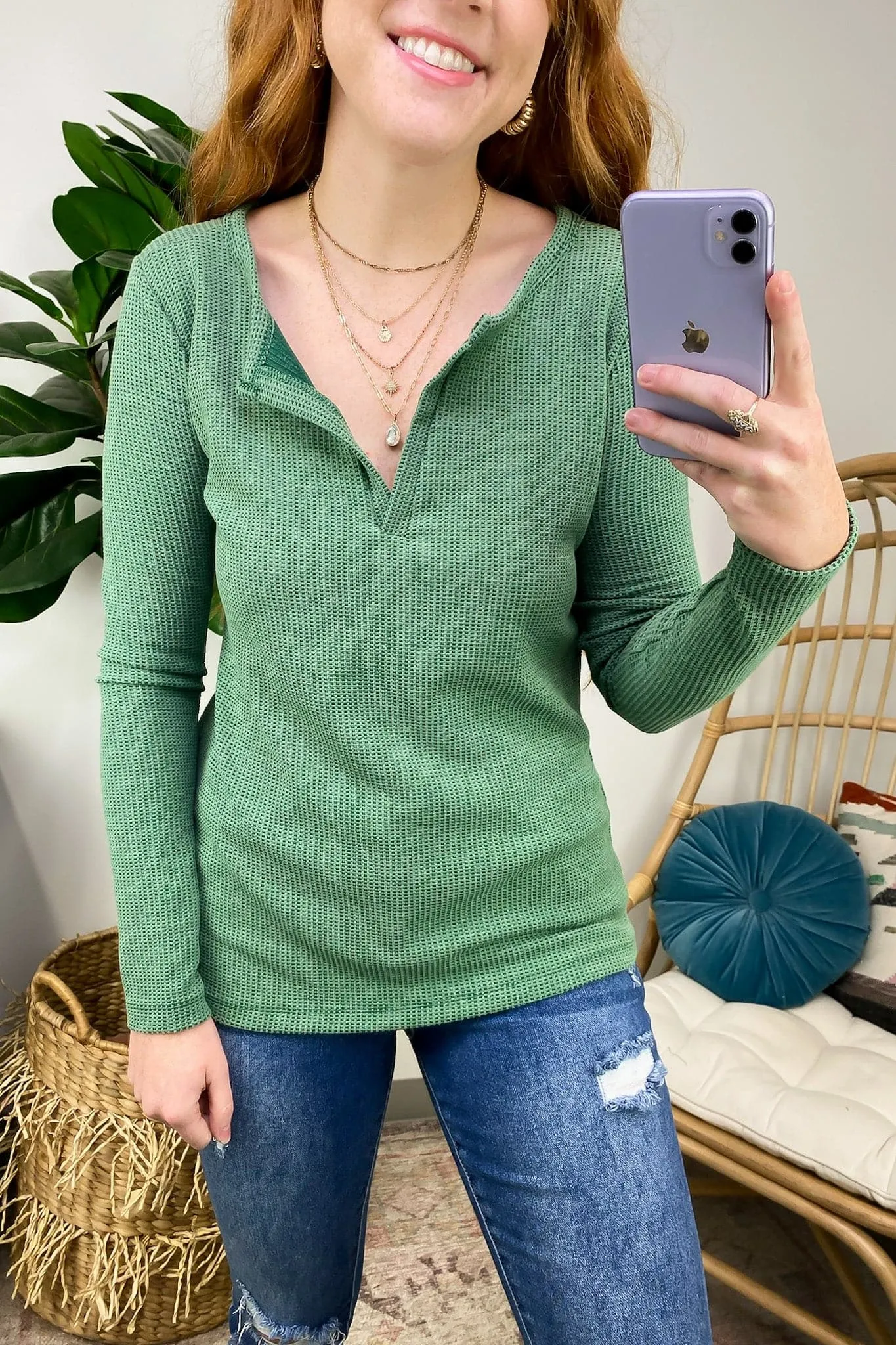 Sodaro Waffle Knit V-Neck Long Sleeve Top - BACK IN STOCK
