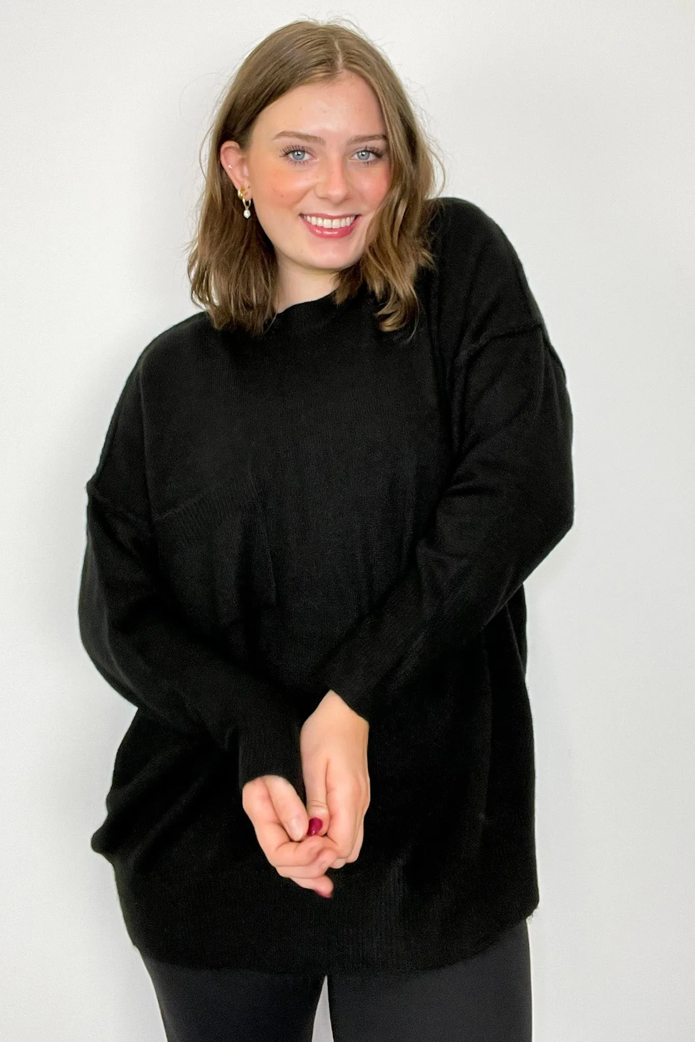 Soft Horizon High Low Hem Pocket Sweater - BACK IN STOCK