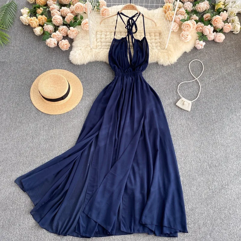 Spaghetti Strap Halter Beach Dress Anna Kay Co