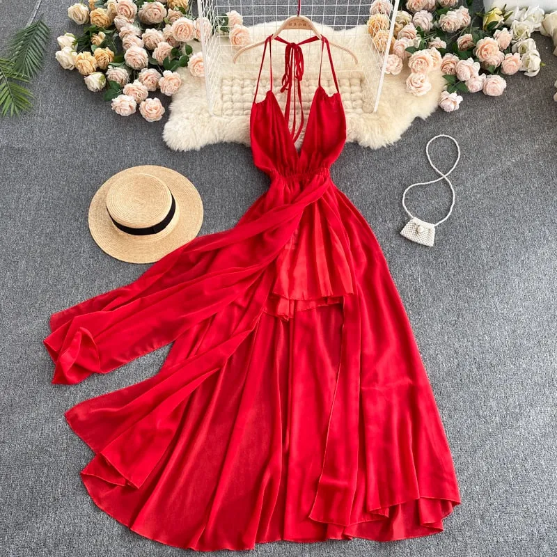 Spaghetti Strap Halter Beach Dress Anna Kay Co