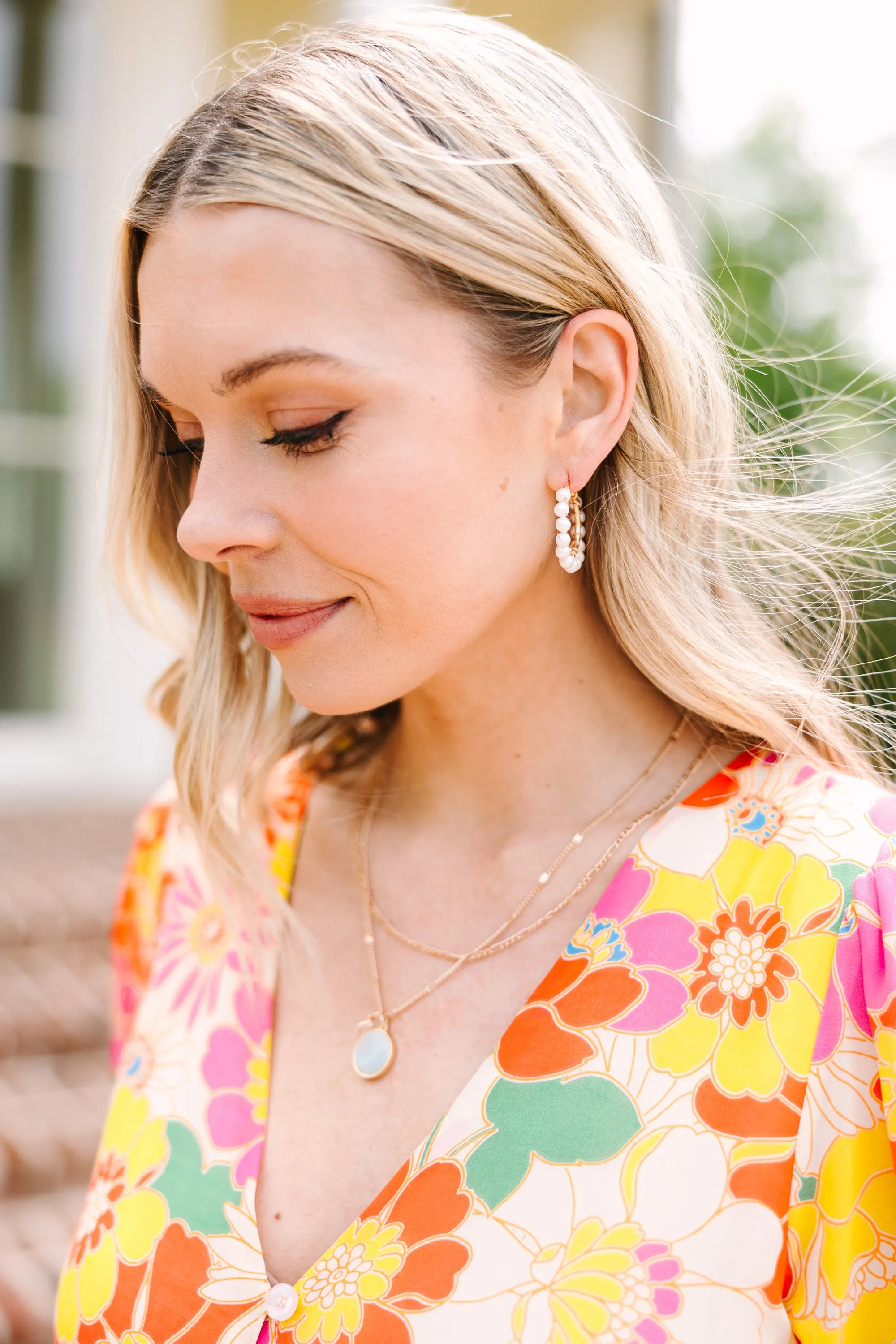 Spring Love White Pearl Earrings