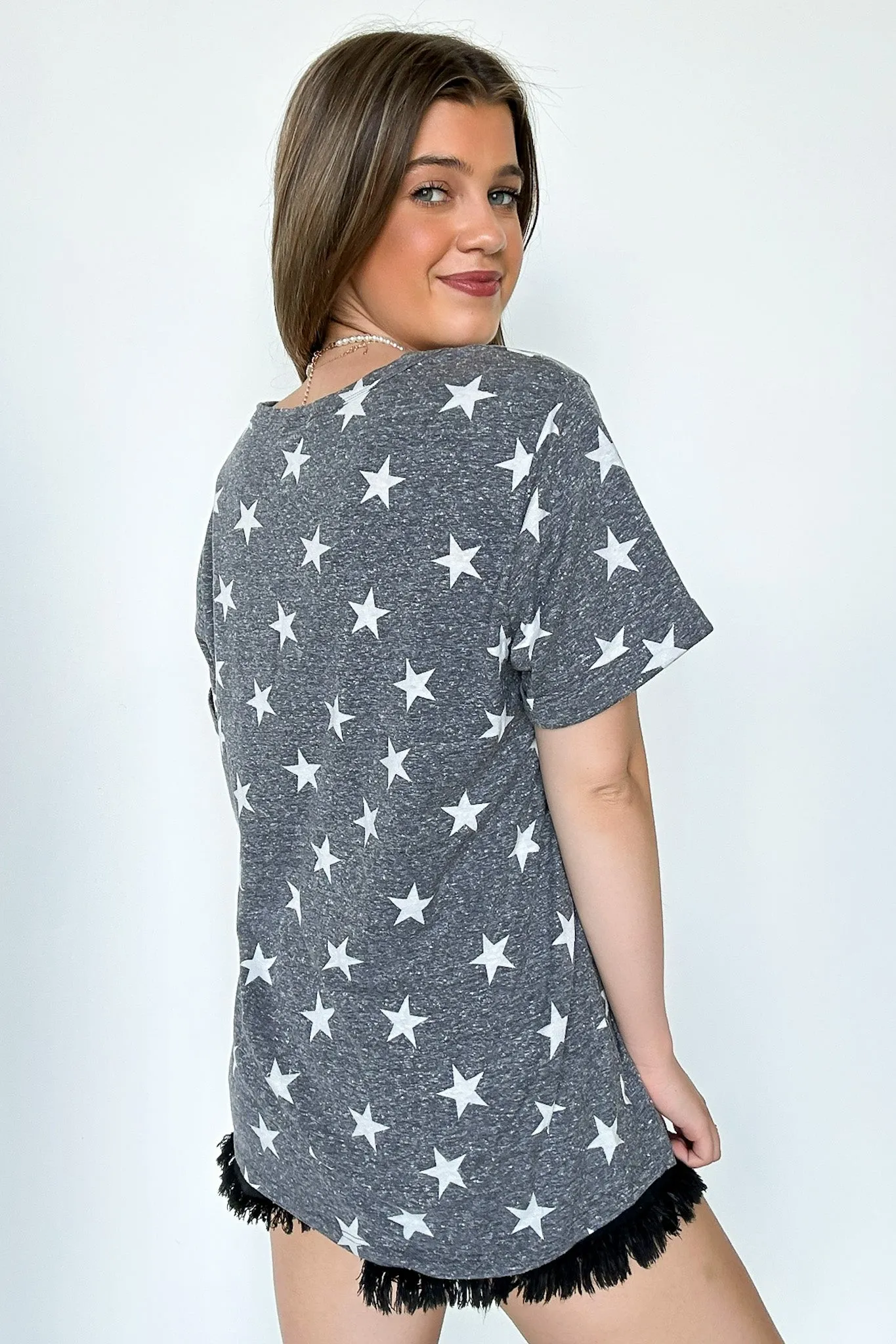 Star Spangled V-Neck Star Print Top