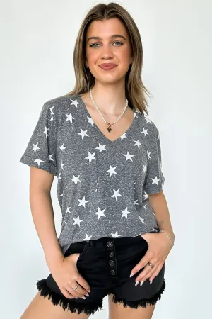 Star Spangled V-Neck Star Print Top