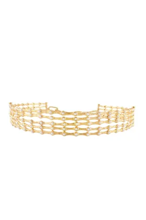 Statement Feminine Waves Choker Necklace With Mini Pearls in Gold