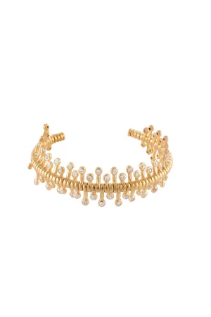 Statement Multi Waves Cuff Bracelet With Stones in Gold