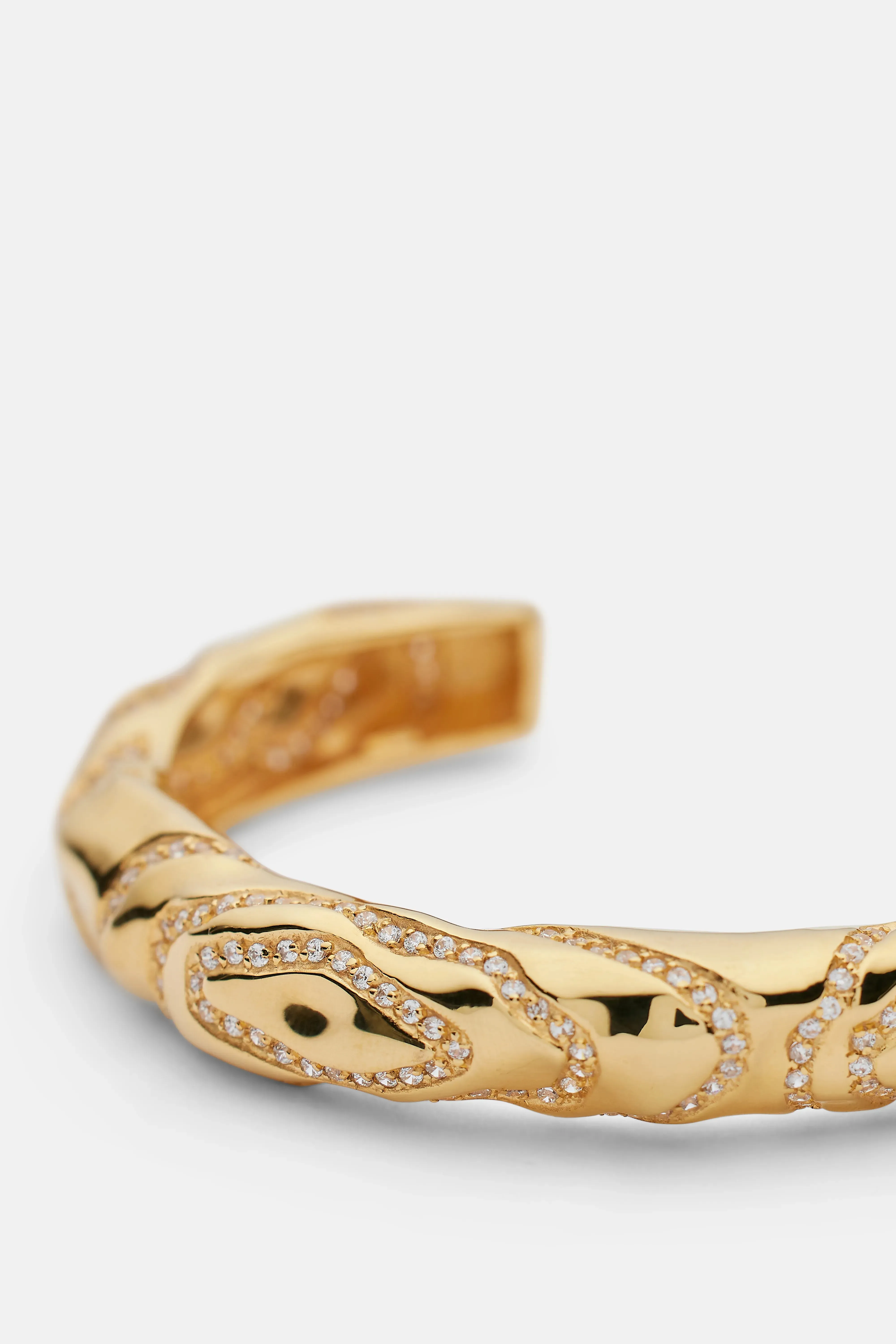 Statement Wave Bangle with Handset Stones in Gold