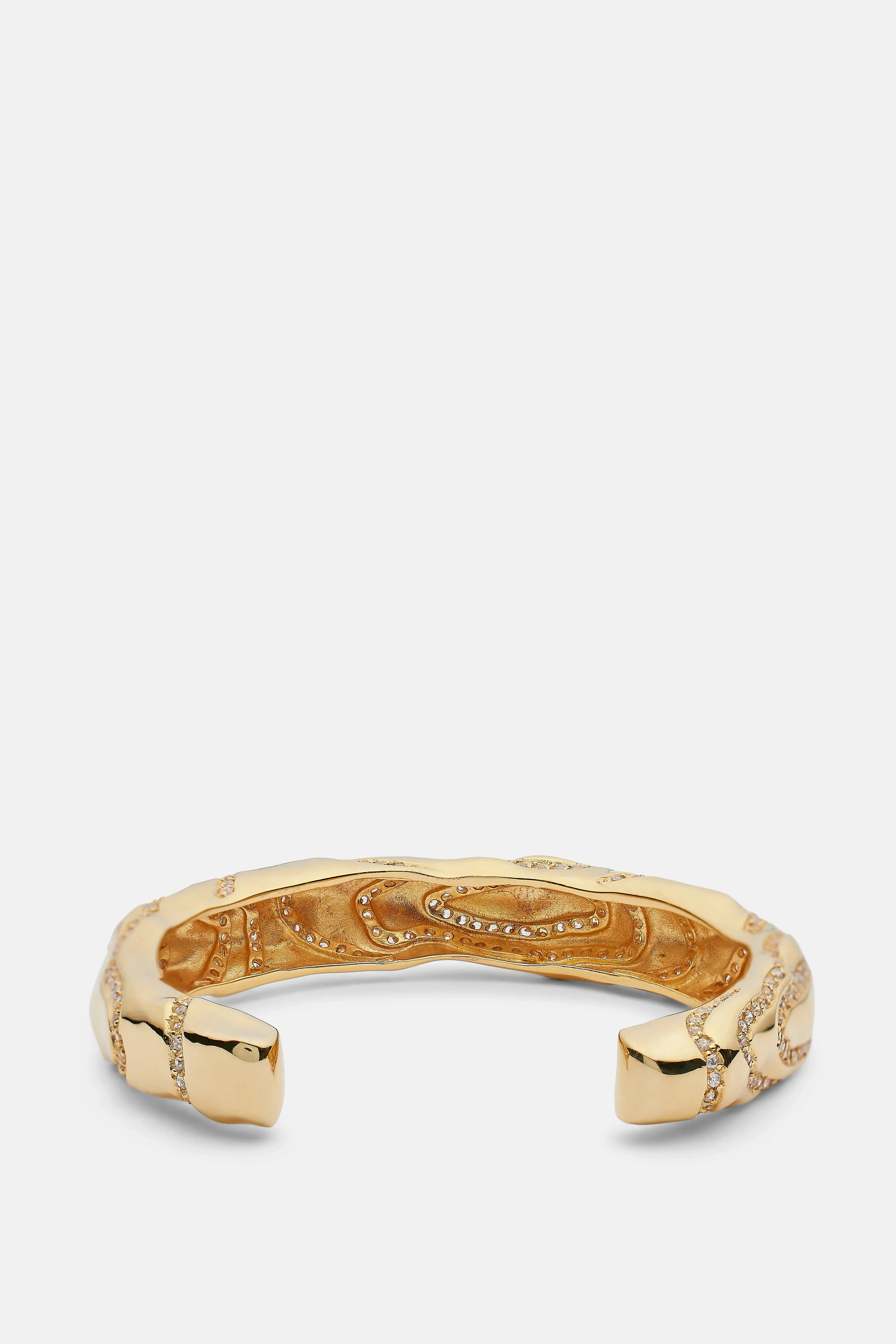 Statement Wave Bangle with Handset Stones in Gold