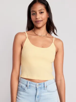 Strappy Rib-Knit Cropped Tank Top for Women