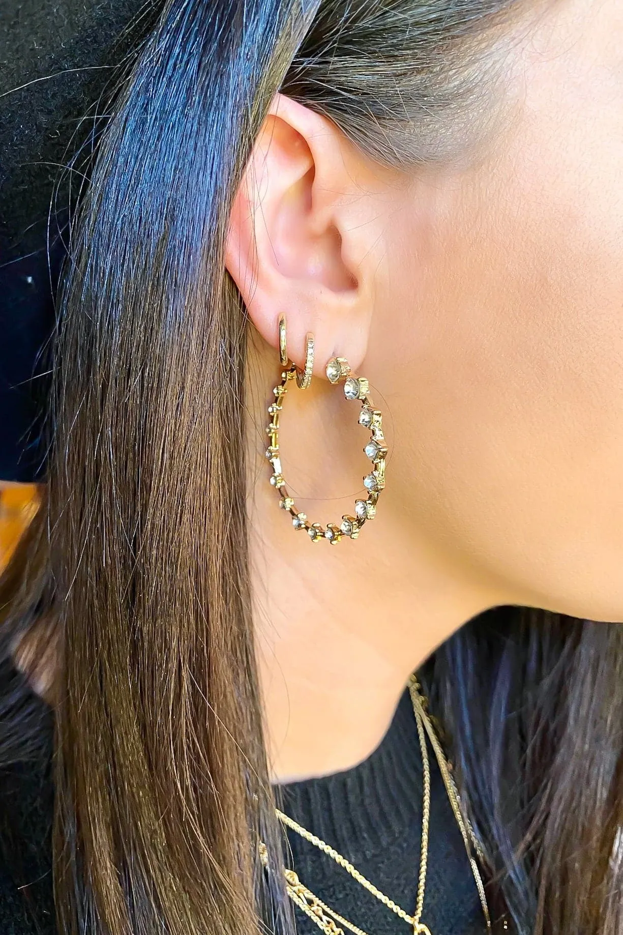 Such a Treat Rhinestone Hoop Earrings