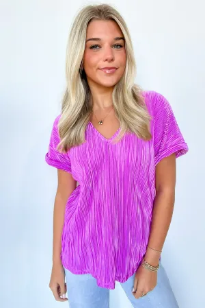 Sweet Ease Pleated V-Neck Top - FINAL SALE