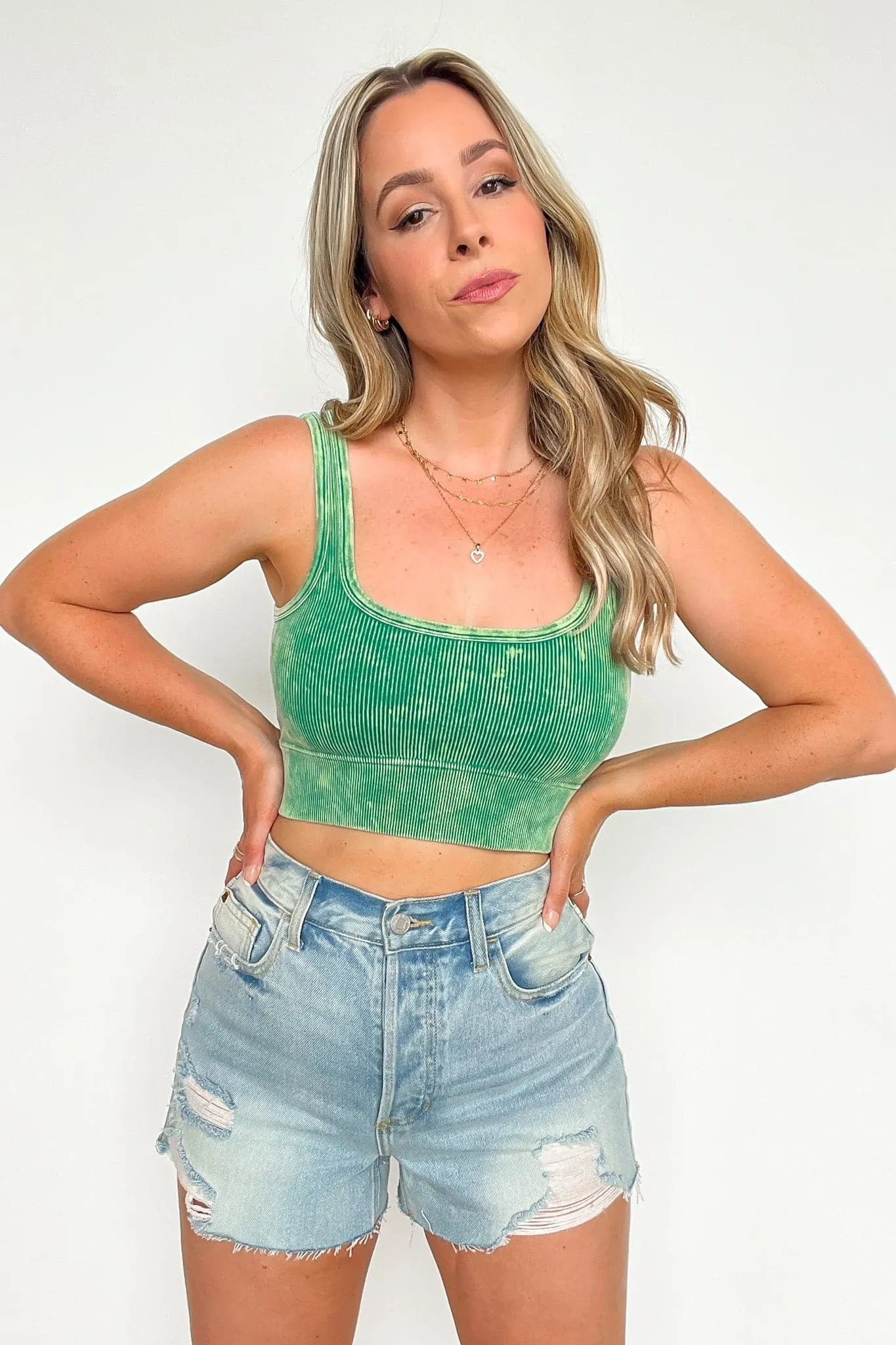 Swift Ways Washed Ribbed Cropped Bra Top!