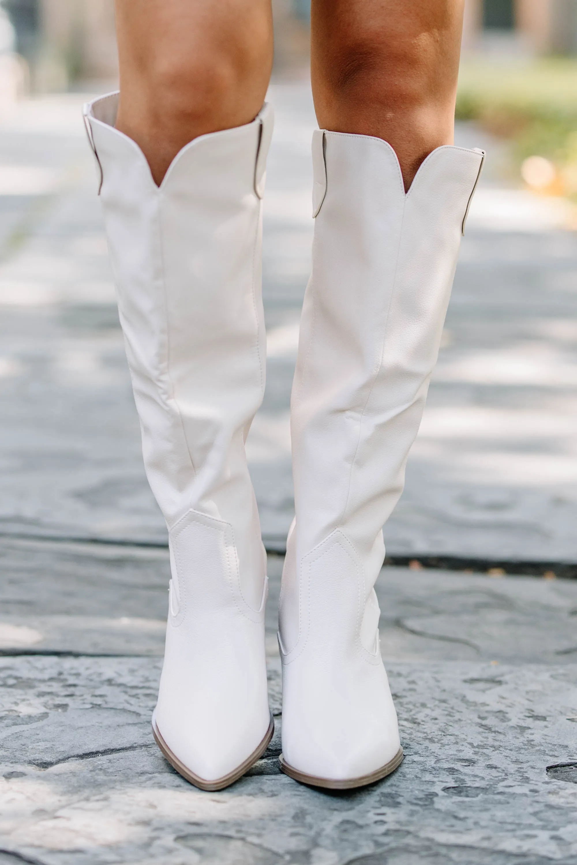 Take By Love Beige White Western Boots