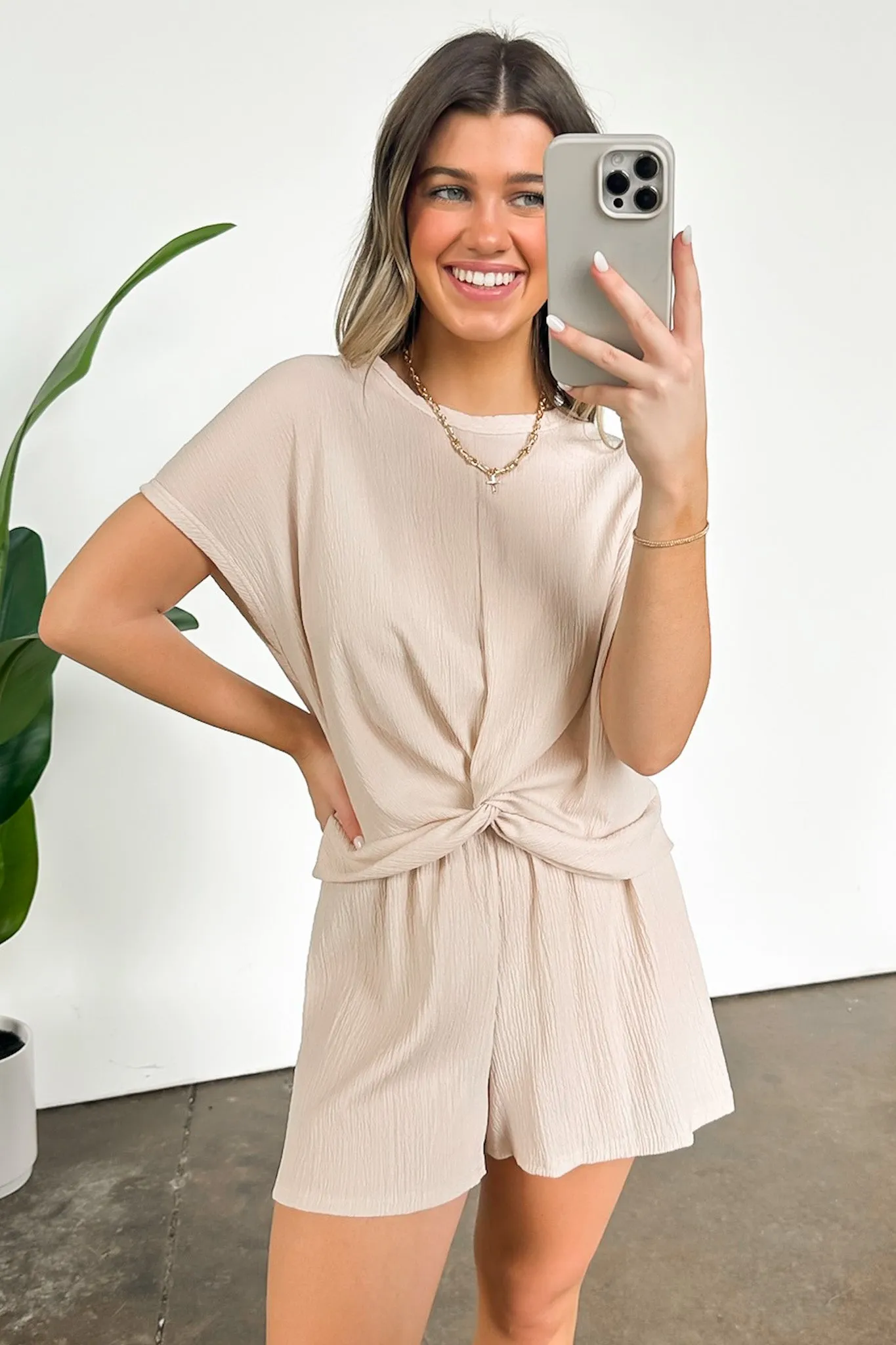 Tasiah Twist Front Short Sleeve Top and Shorts Set - FINAL SALE