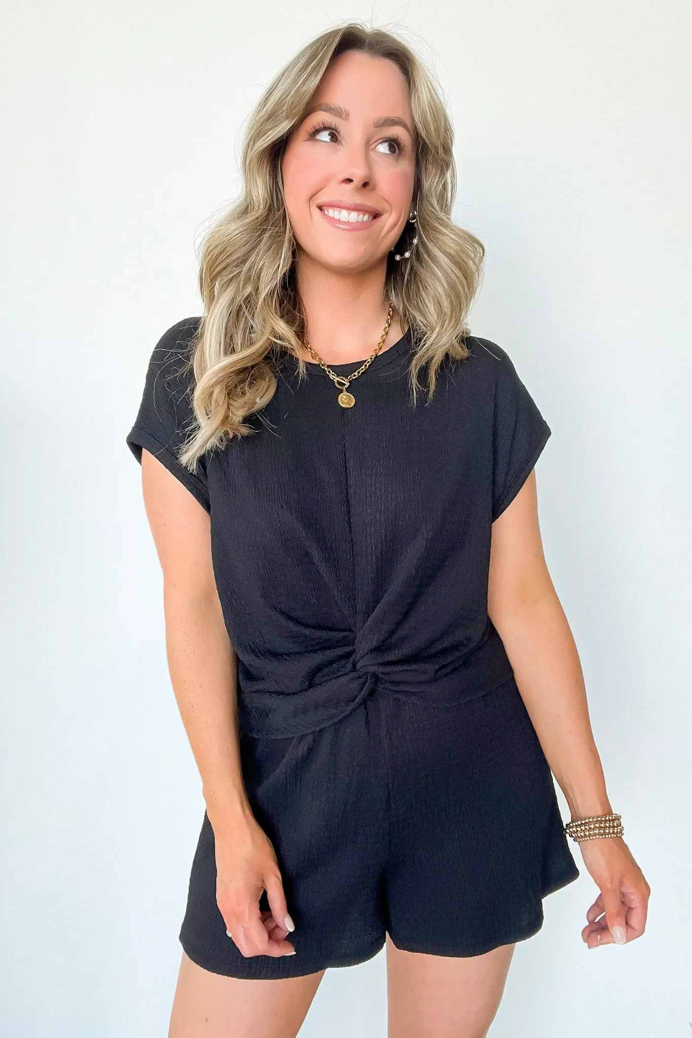 Tasiah Twist Front Short Sleeve Top and Shorts Set - FINAL SALE