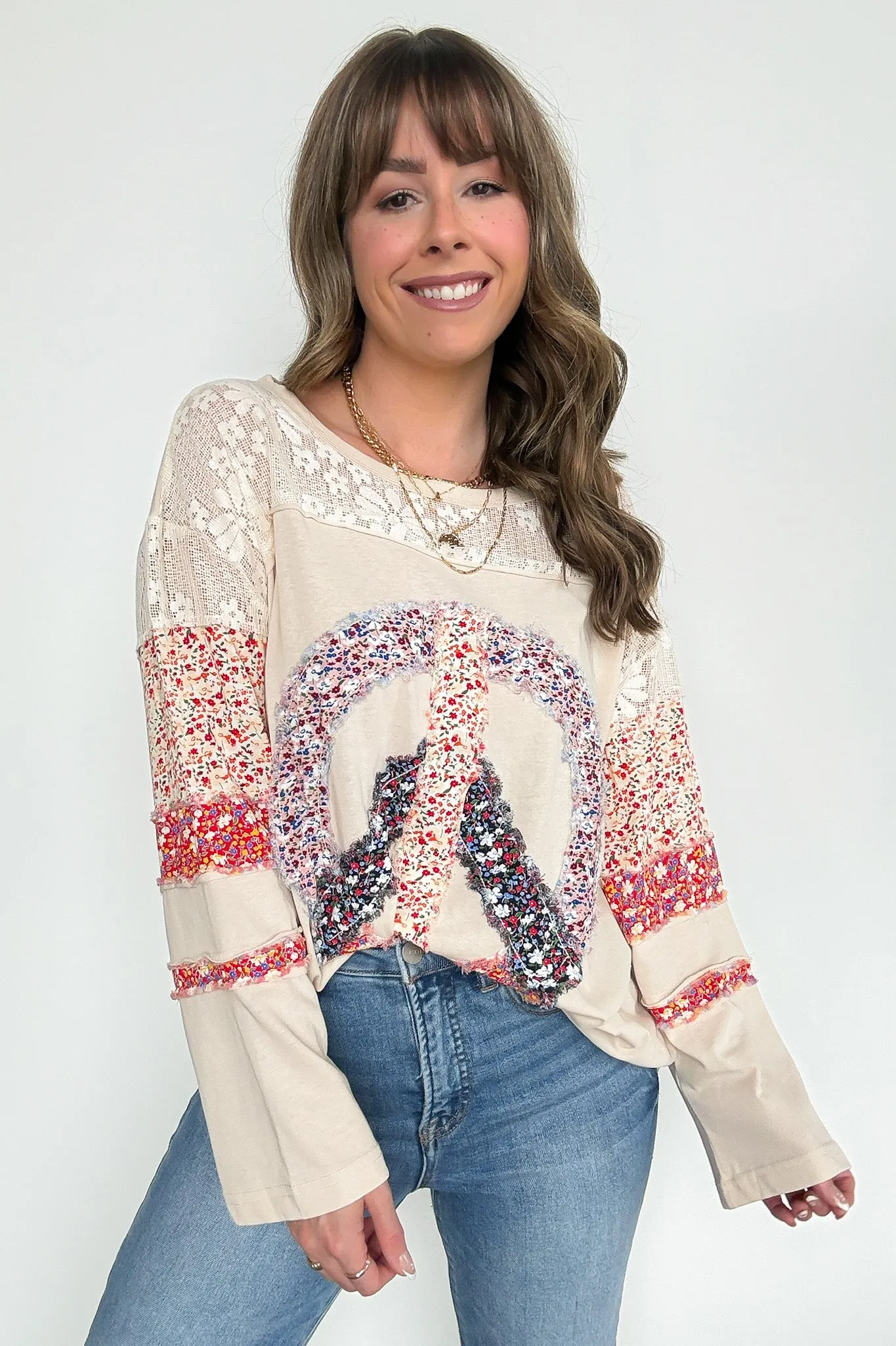 Thriving Energy Peace Sign Flower Top