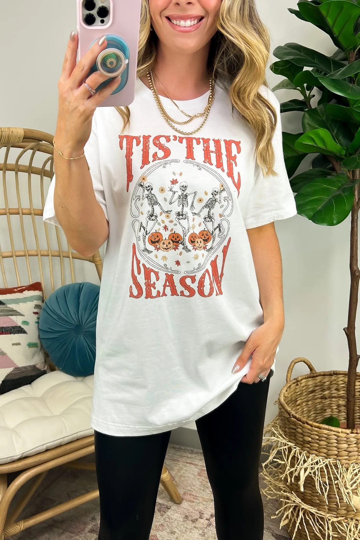 Tis' The Season Halloween Skeleton Graphic Tee - FINAL SALE
