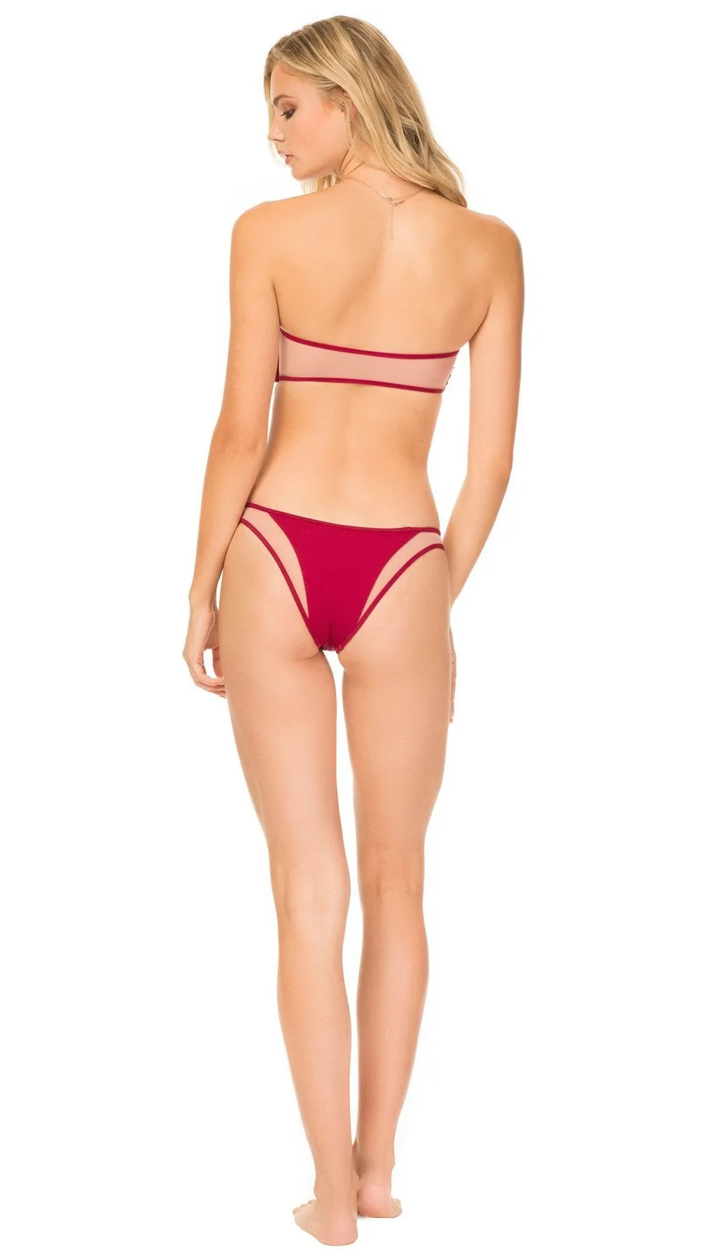 Tori Praver Manon High Leg Cheeky Bikini Bottoms Cranberry