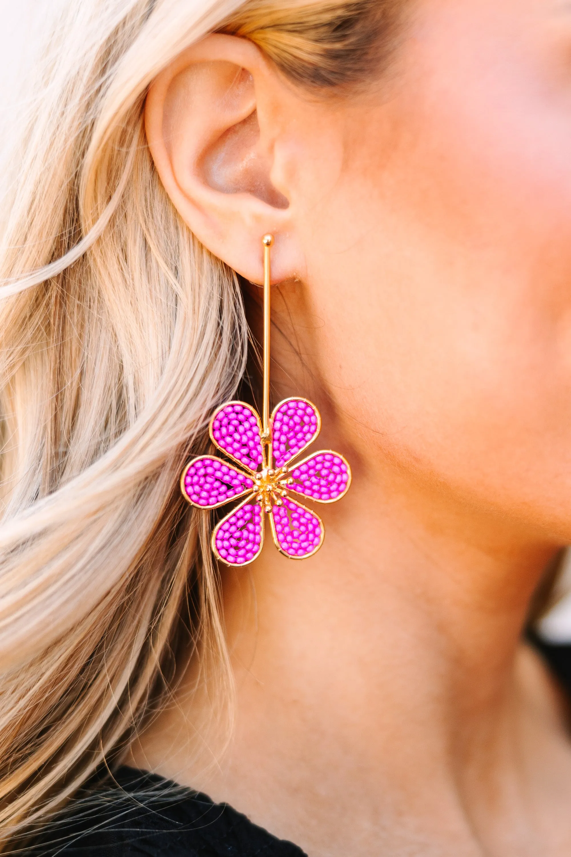 Treasure Jewels: Too Cute Pink Drop Daisy Earrings
