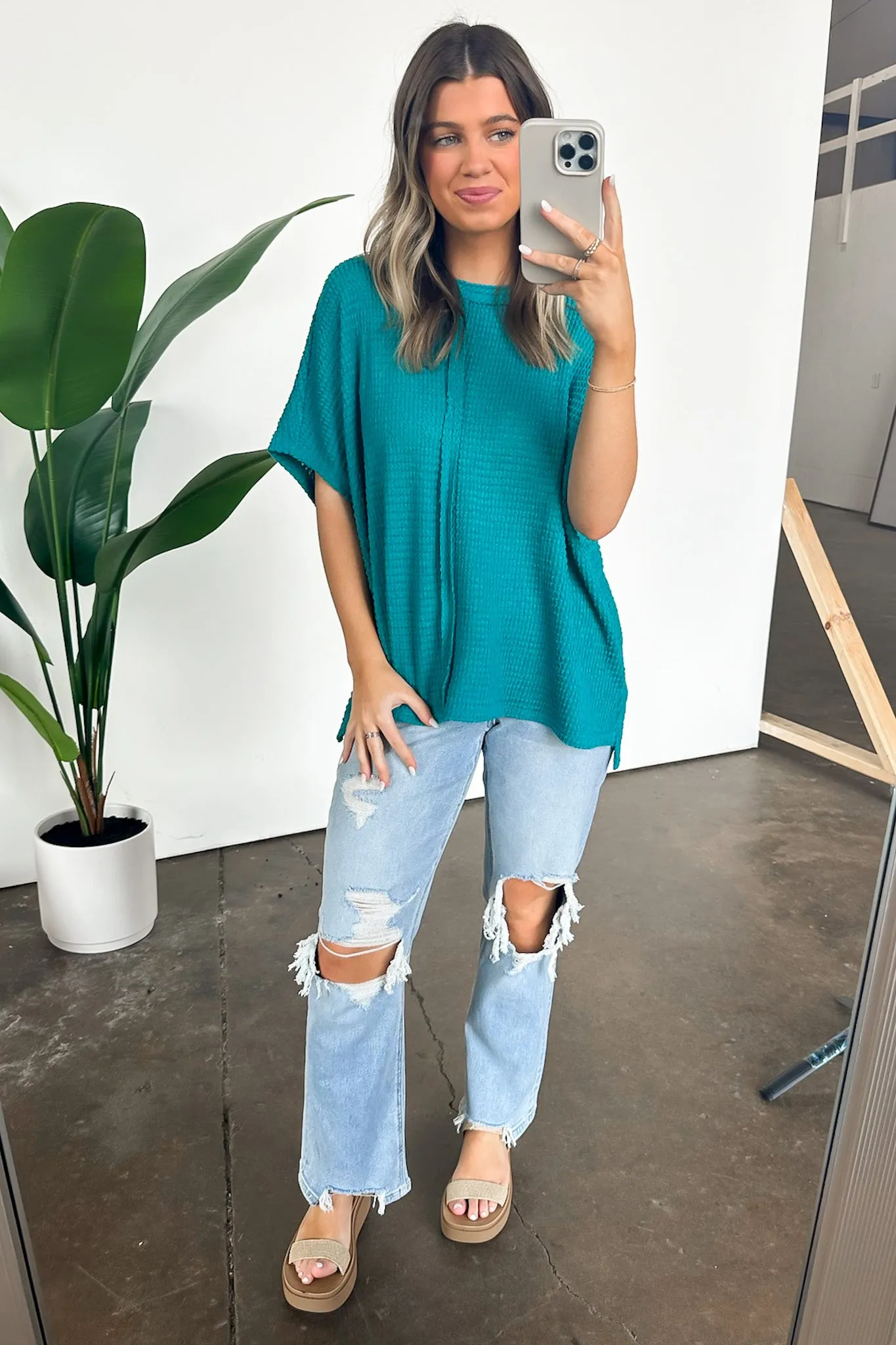 Viana Jacquard Open Knit Dolman Top - BACK IN STOCK