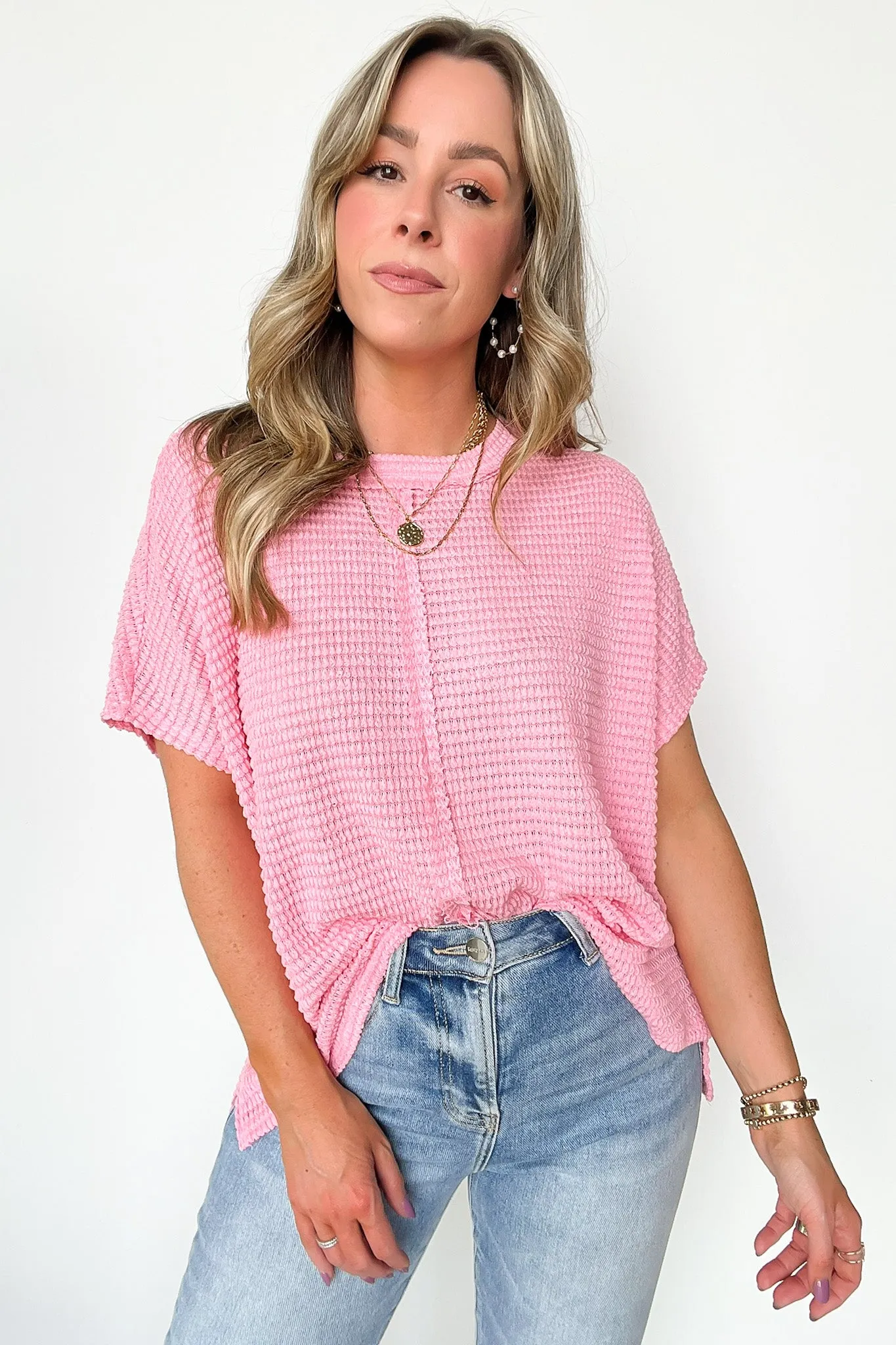 Viana Jacquard Open Knit Dolman Top - BACK IN STOCK