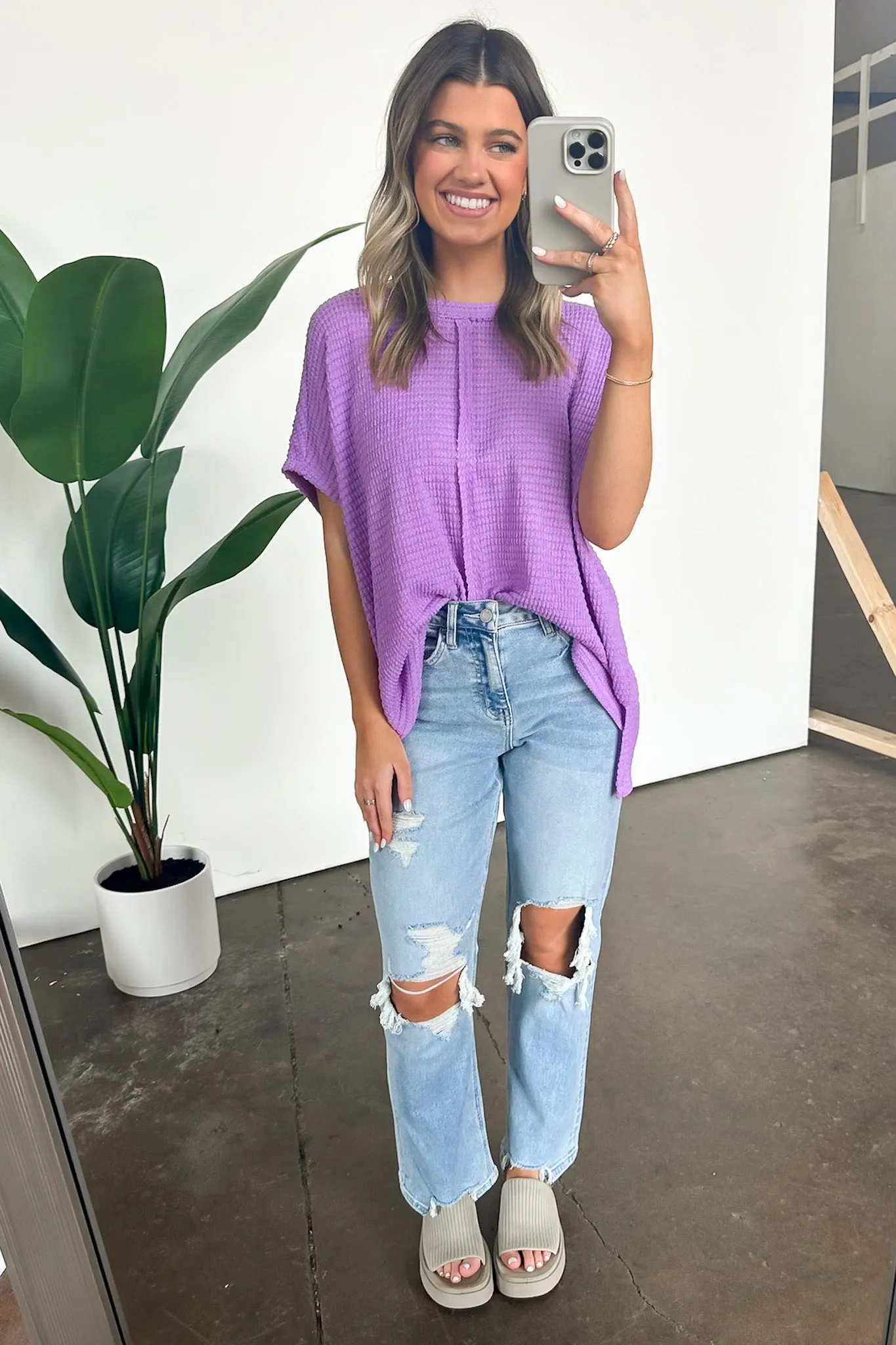 Viana Jacquard Open Knit Dolman Top - BACK IN STOCK