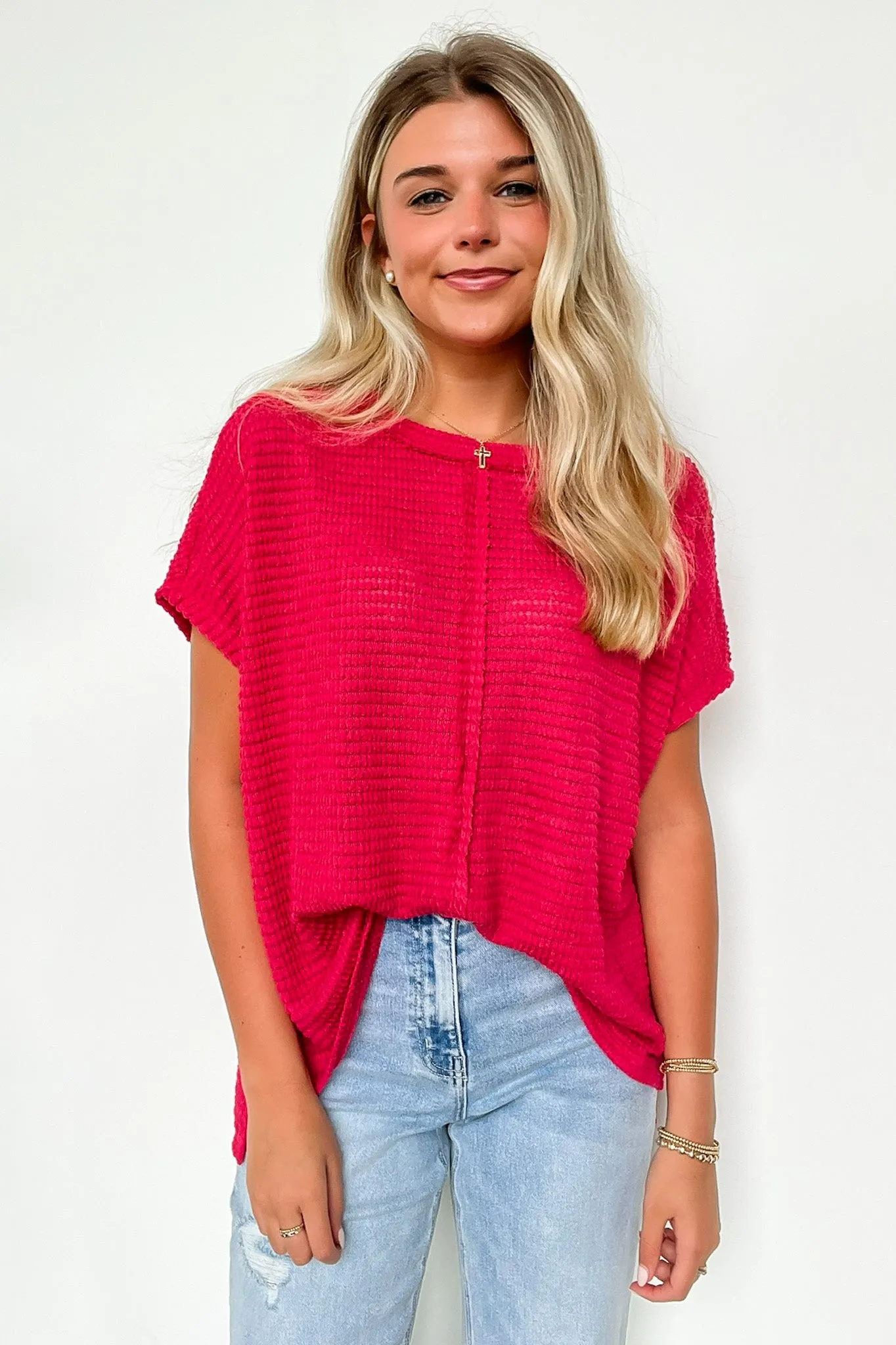 Viana Jacquard Open Knit Dolman Top - BACK IN STOCK