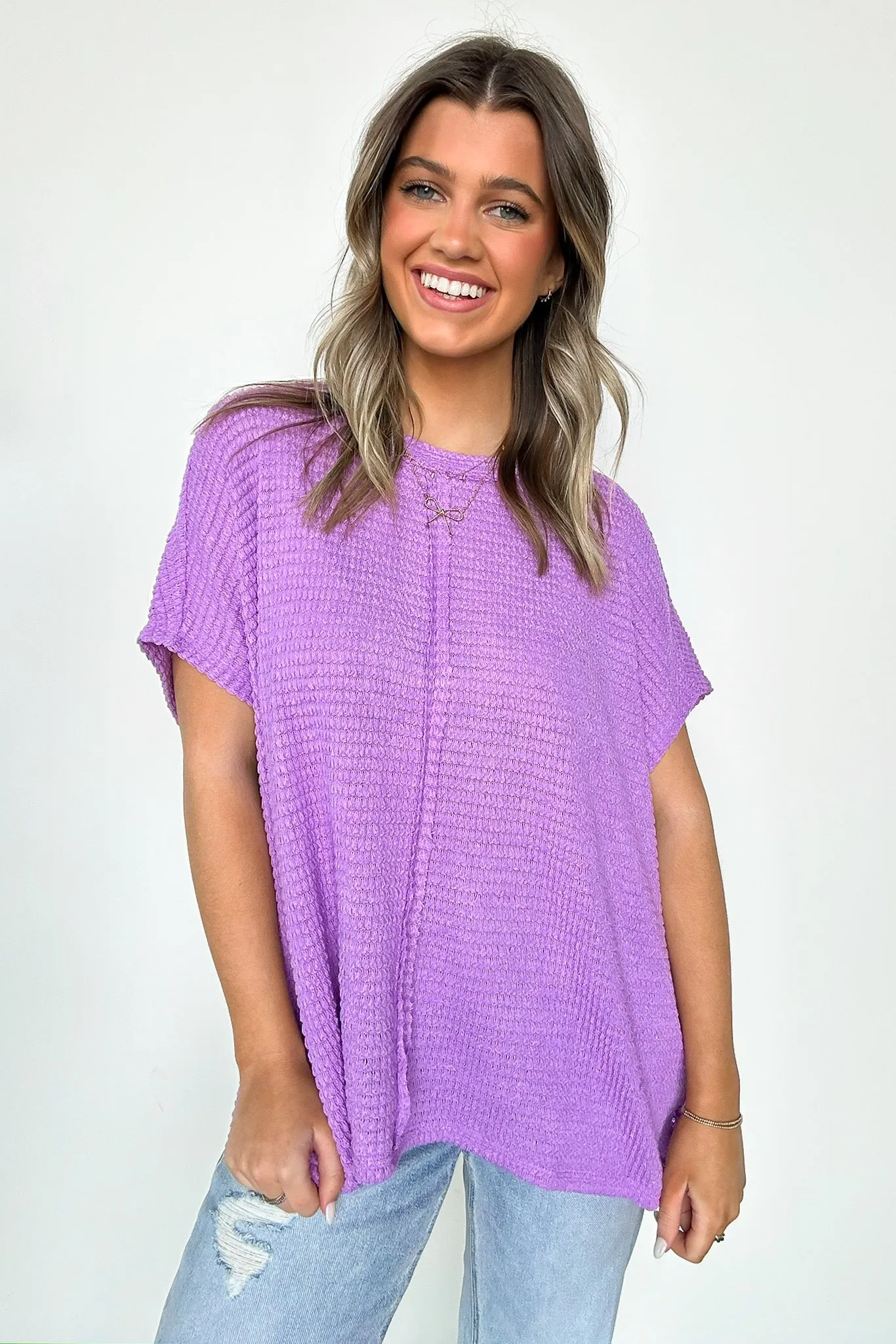 Viana Jacquard Open Knit Dolman Top - BACK IN STOCK