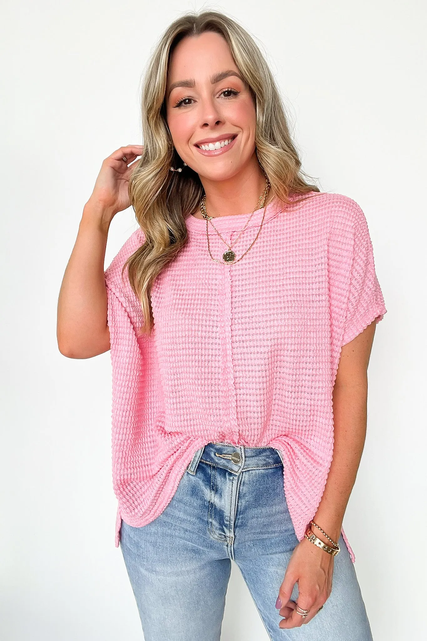 Viana Jacquard Open Knit Dolman Top - BACK IN STOCK