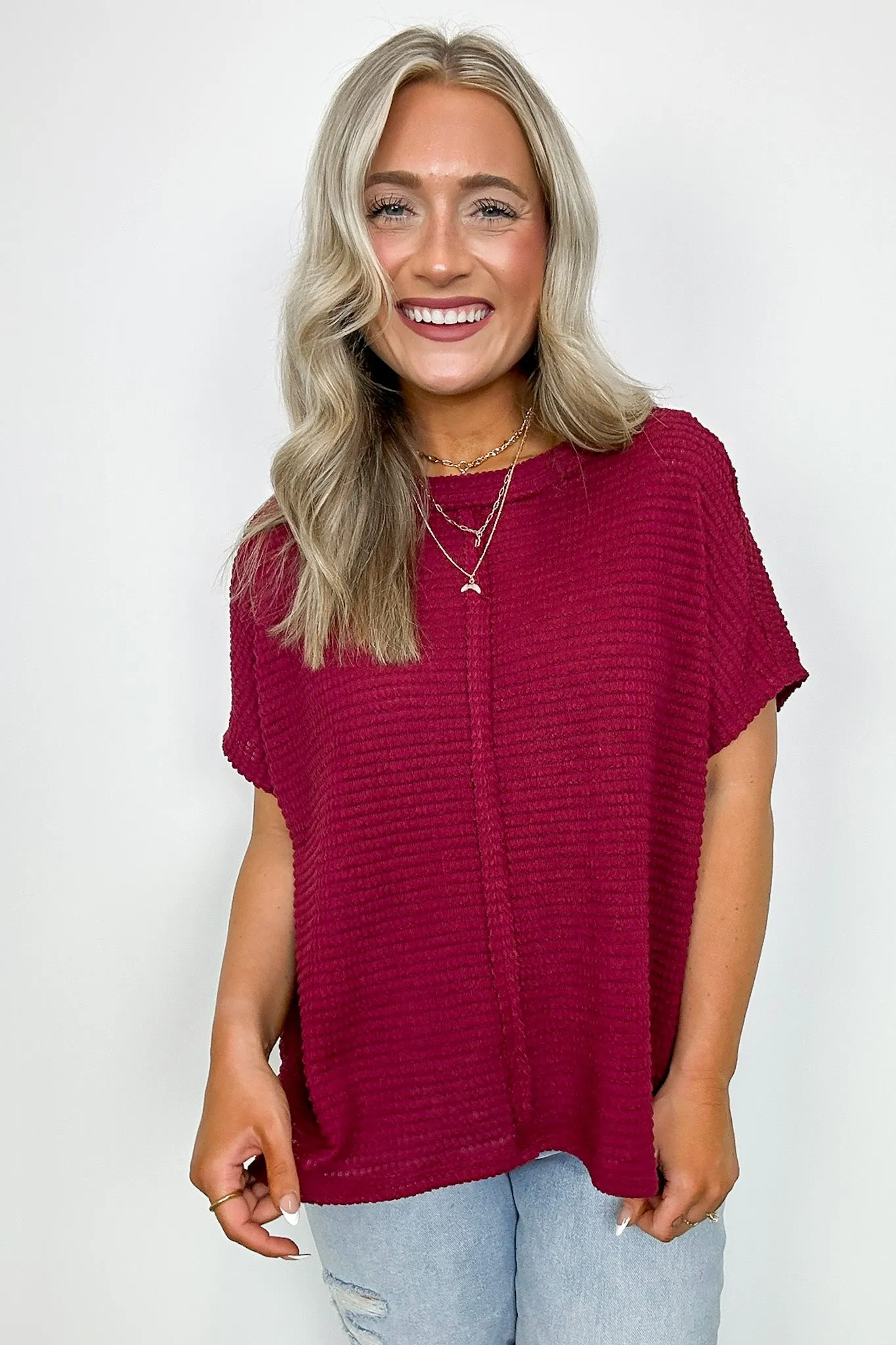 Viana Jacquard Open Knit Dolman Top - BACK IN STOCK