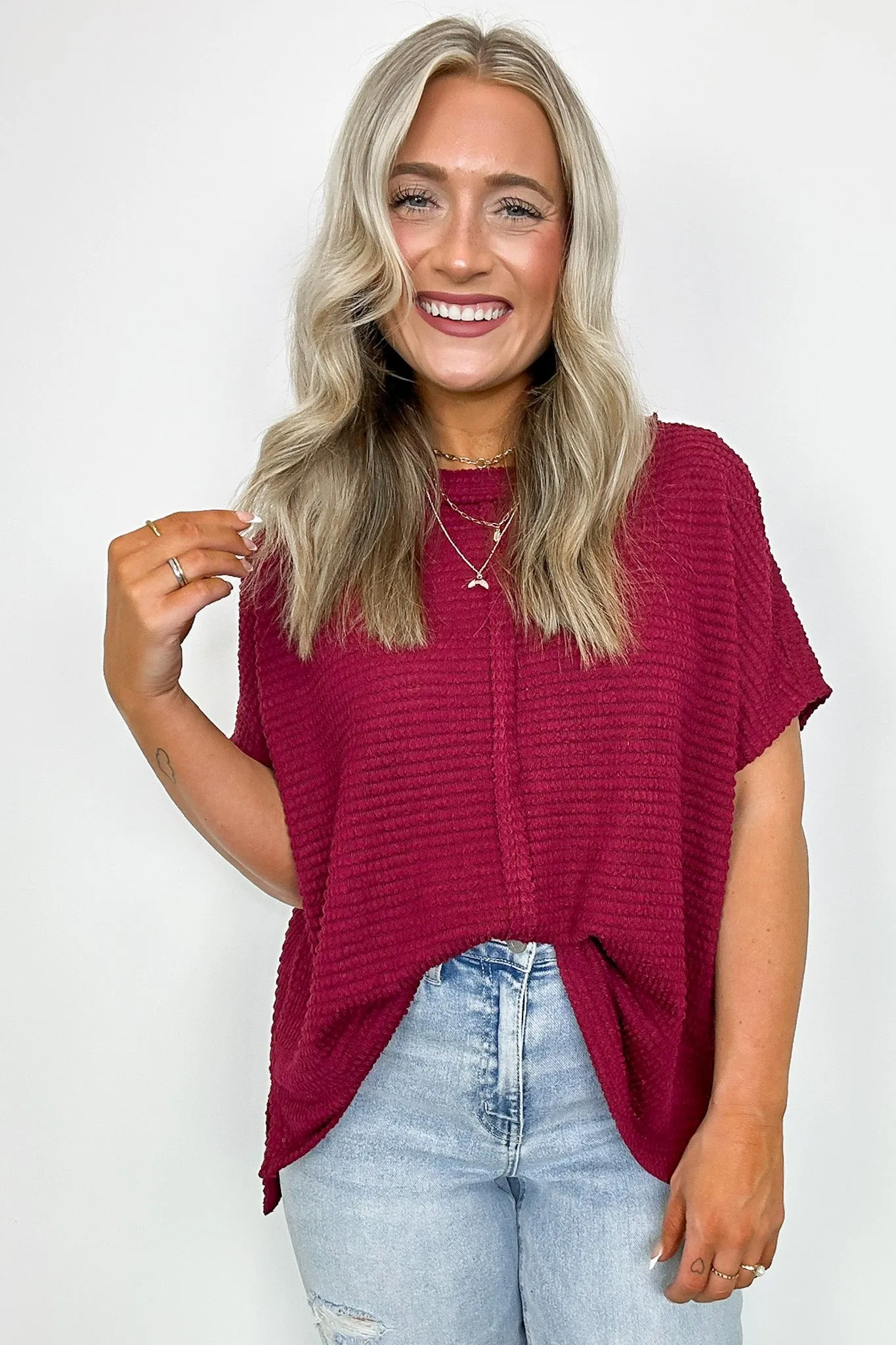 Viana Jacquard Open Knit Dolman Top - BACK IN STOCK