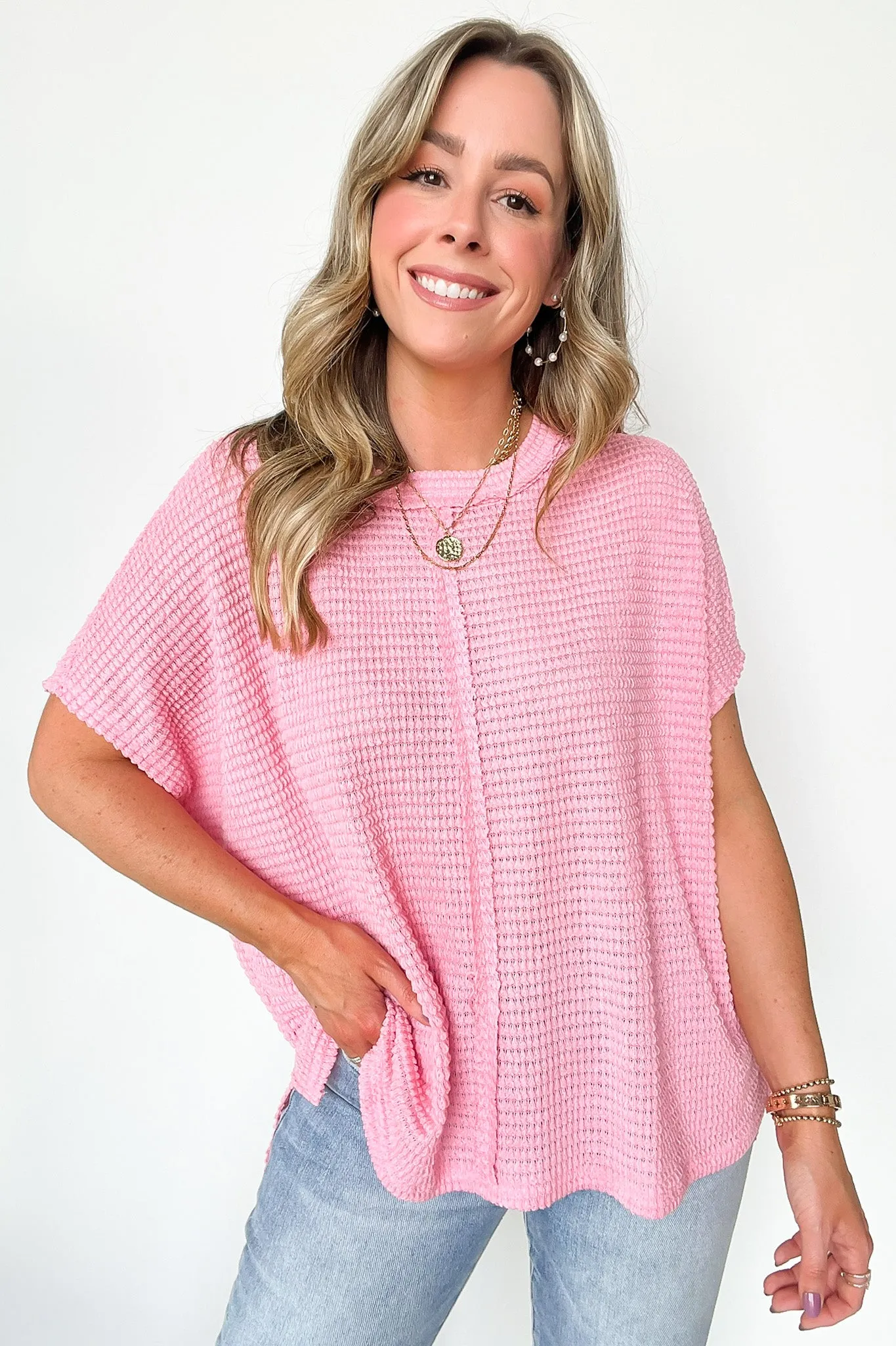 Viana Jacquard Open Knit Dolman Top - BACK IN STOCK