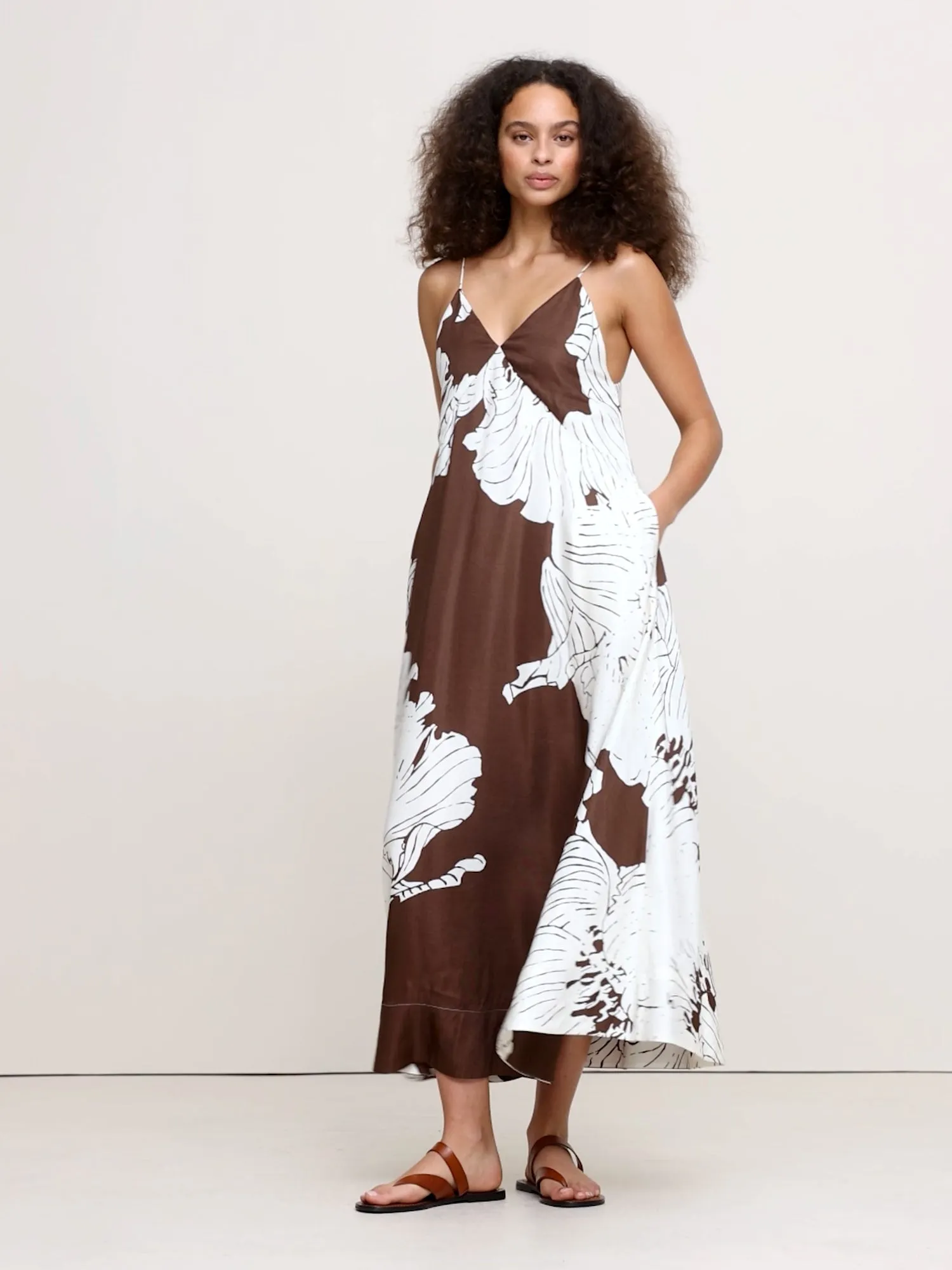 Viscose-Linen Maxi Dress BANANA REPUBLIC