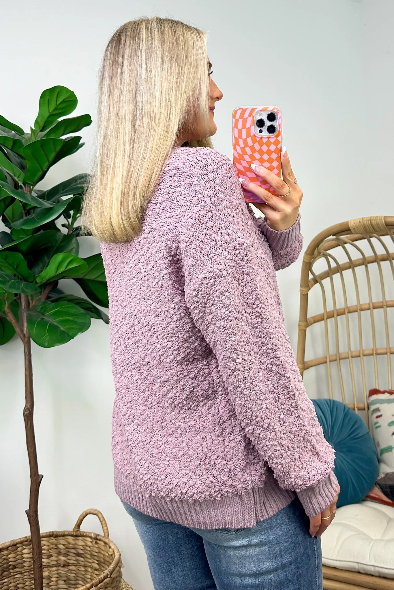 Warmest Aesthetic V-Neck Boucle Knit Sweater - FINAL SALE