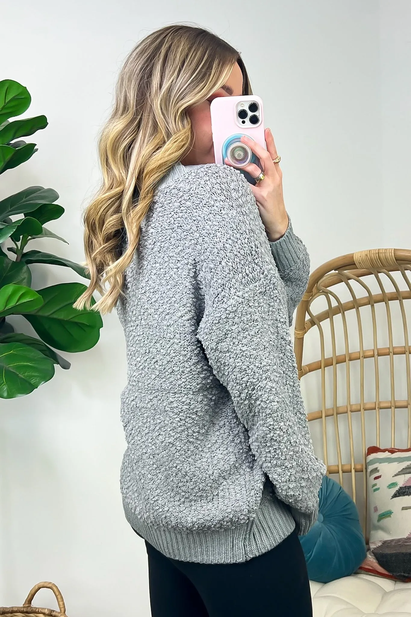 Warmest Aesthetic V-Neck Boucle Knit Sweater - FINAL SALE